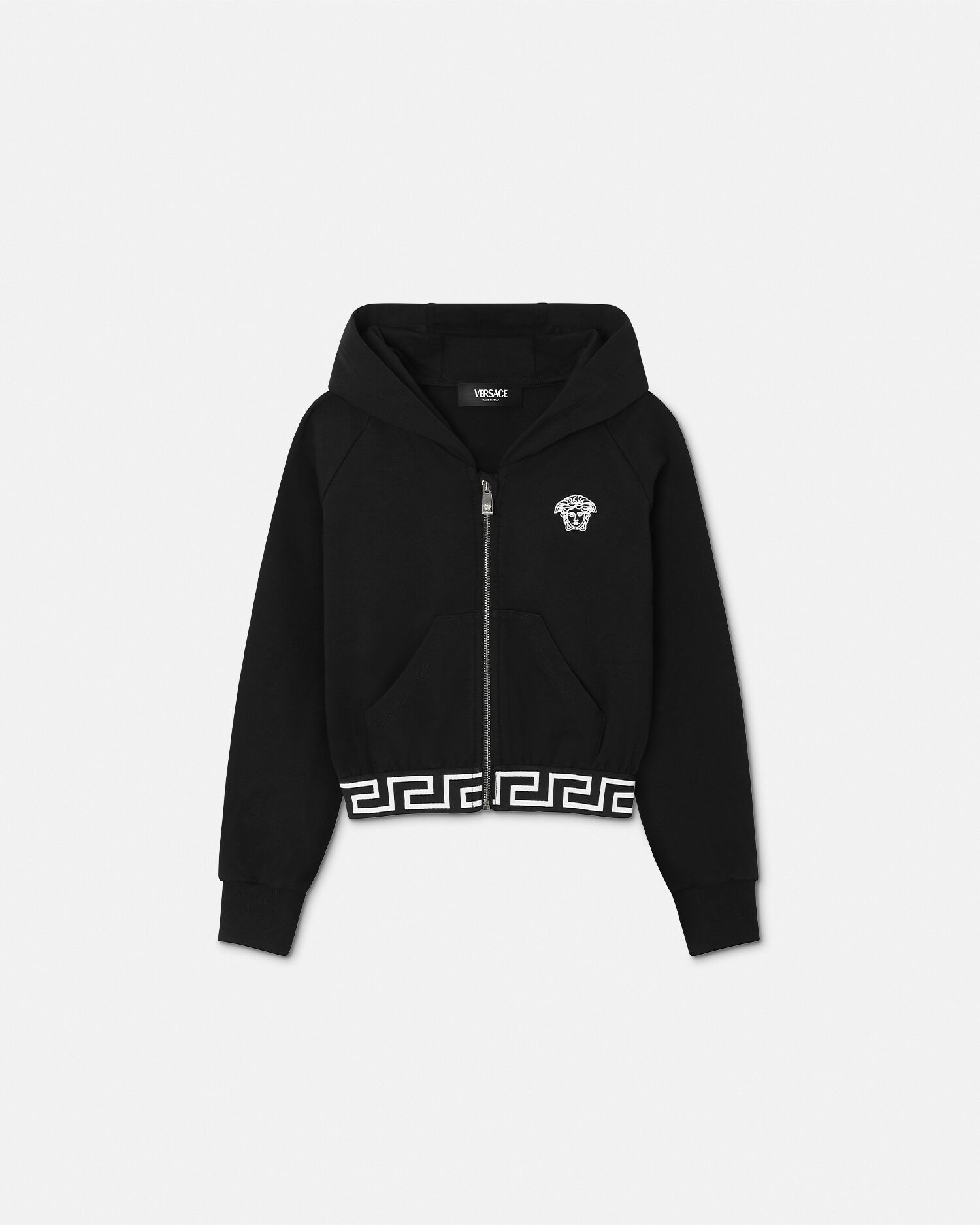 グレカ ジッパー キッズ フーディ ブラック | VERSACE JP