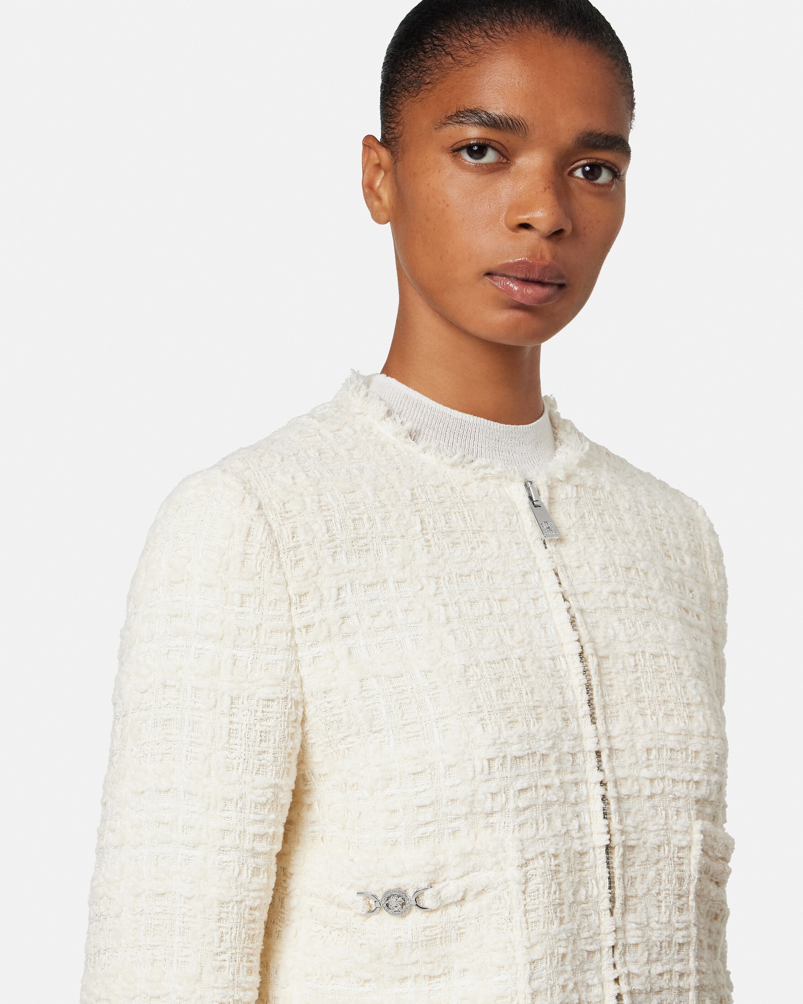 H4158アニエスベー 　ツイードファージャケット　ウィンドストッパー Y2K ツイード コットン ジッパー ジャケット | VERSACE JP