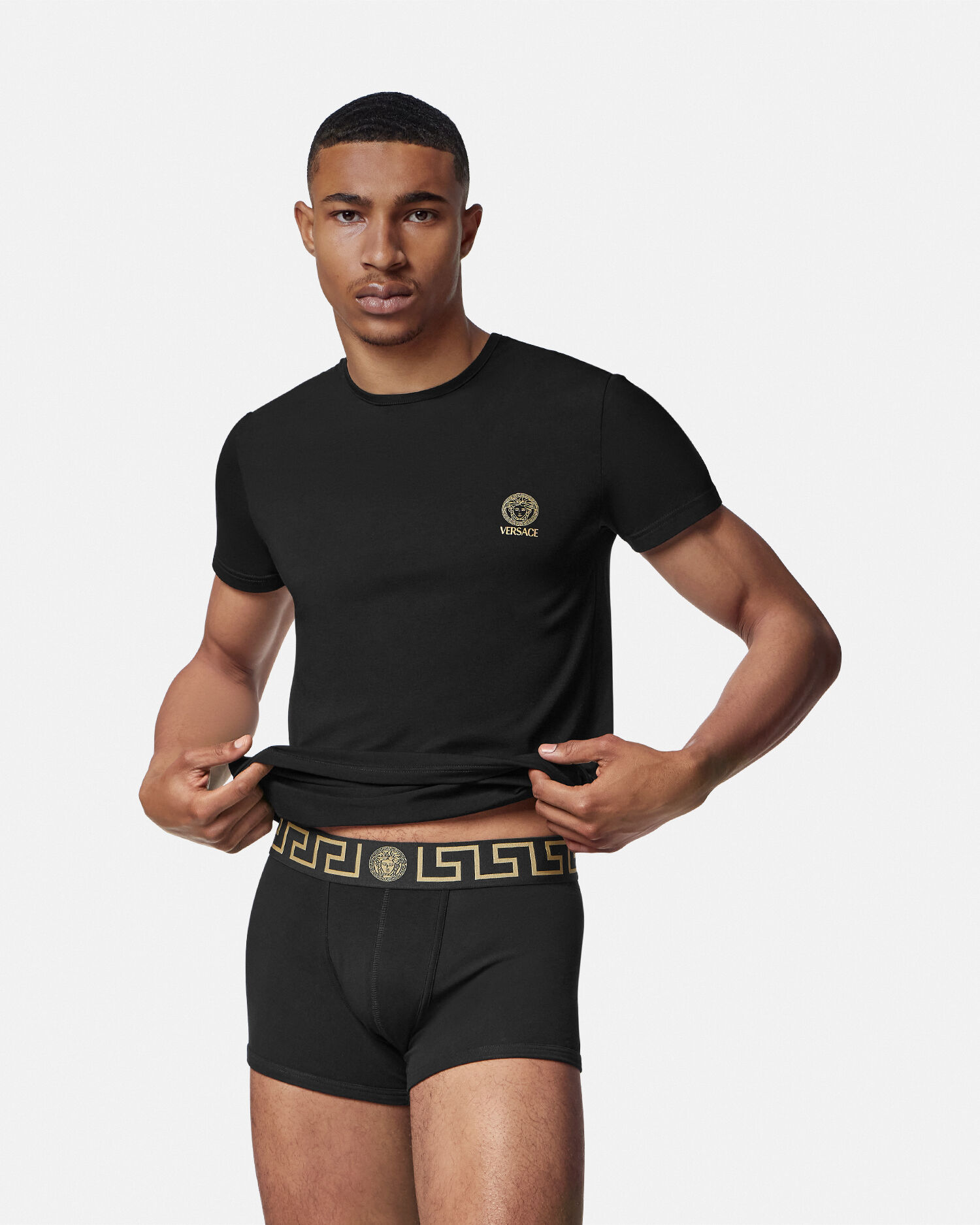 コットンジャージー アンダーシャツ ブラック | VERSACE JP