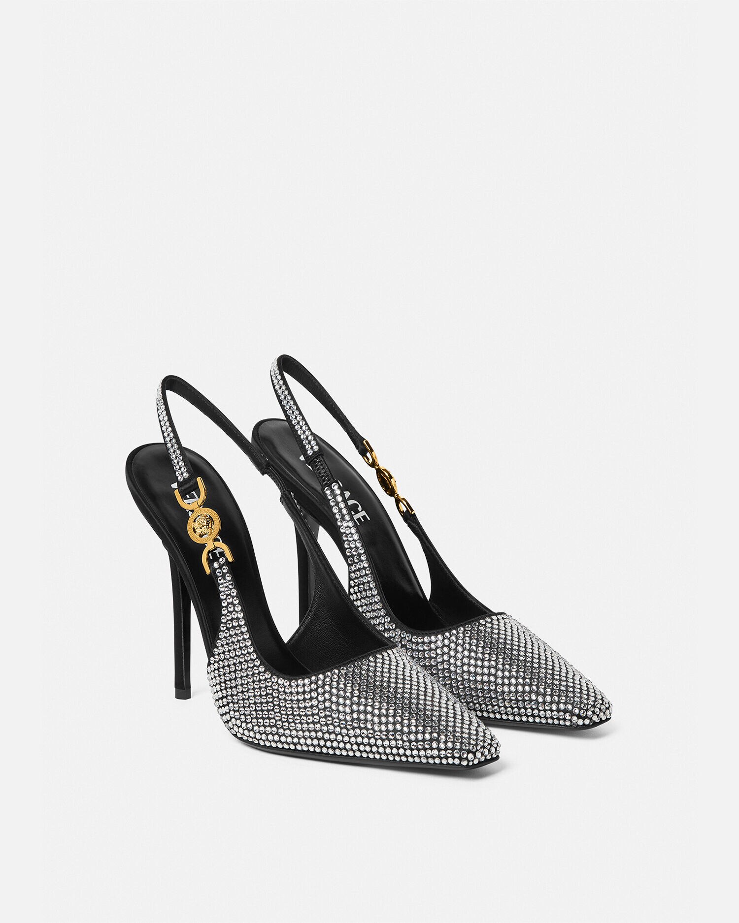 メドゥーサ '95 クリスタル スリングバック パンプス 110 mm シルバー | VERSACE JP