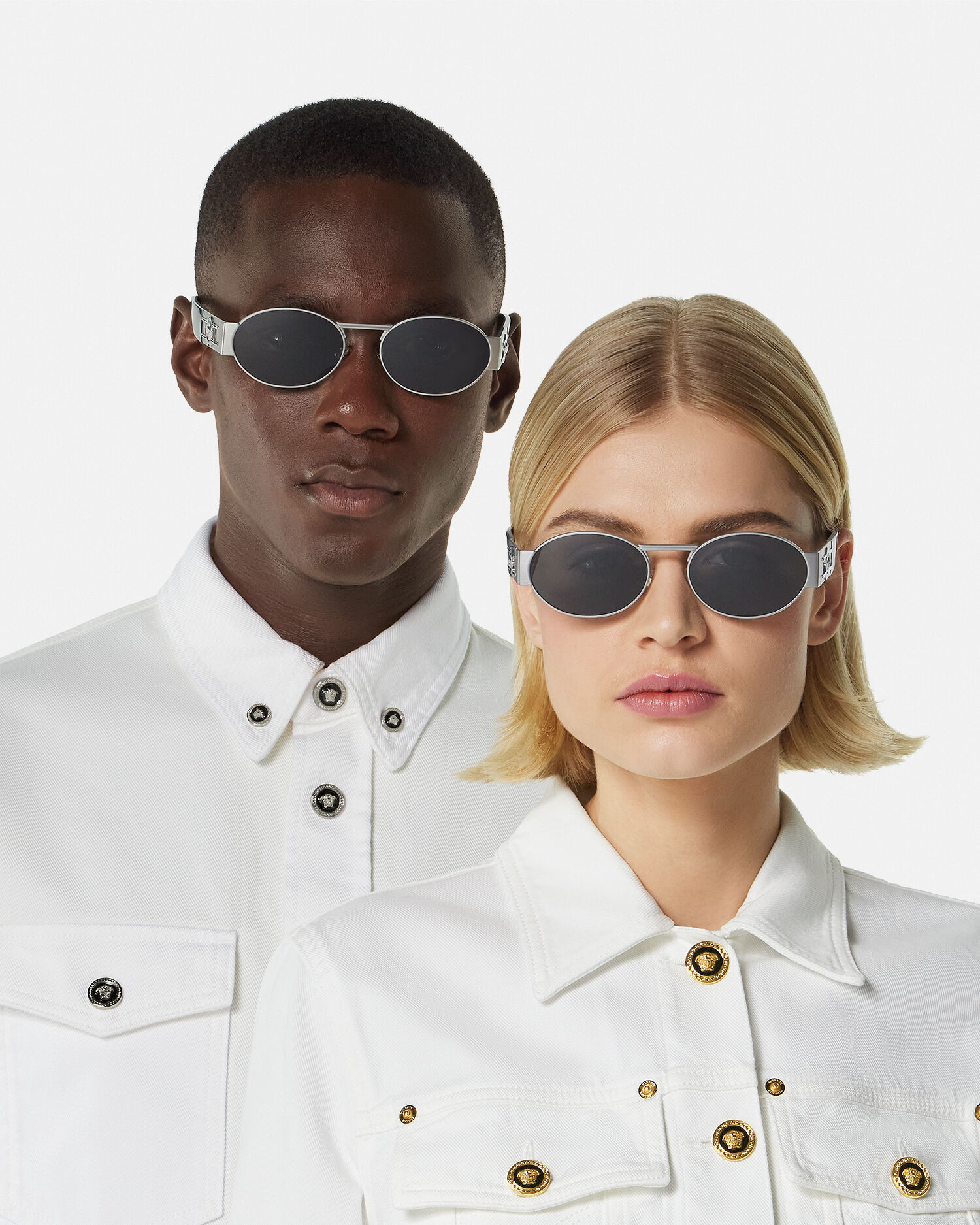 メドゥーサ デコ オーバル サングラス ブラック,シルバー | VERSACE JP