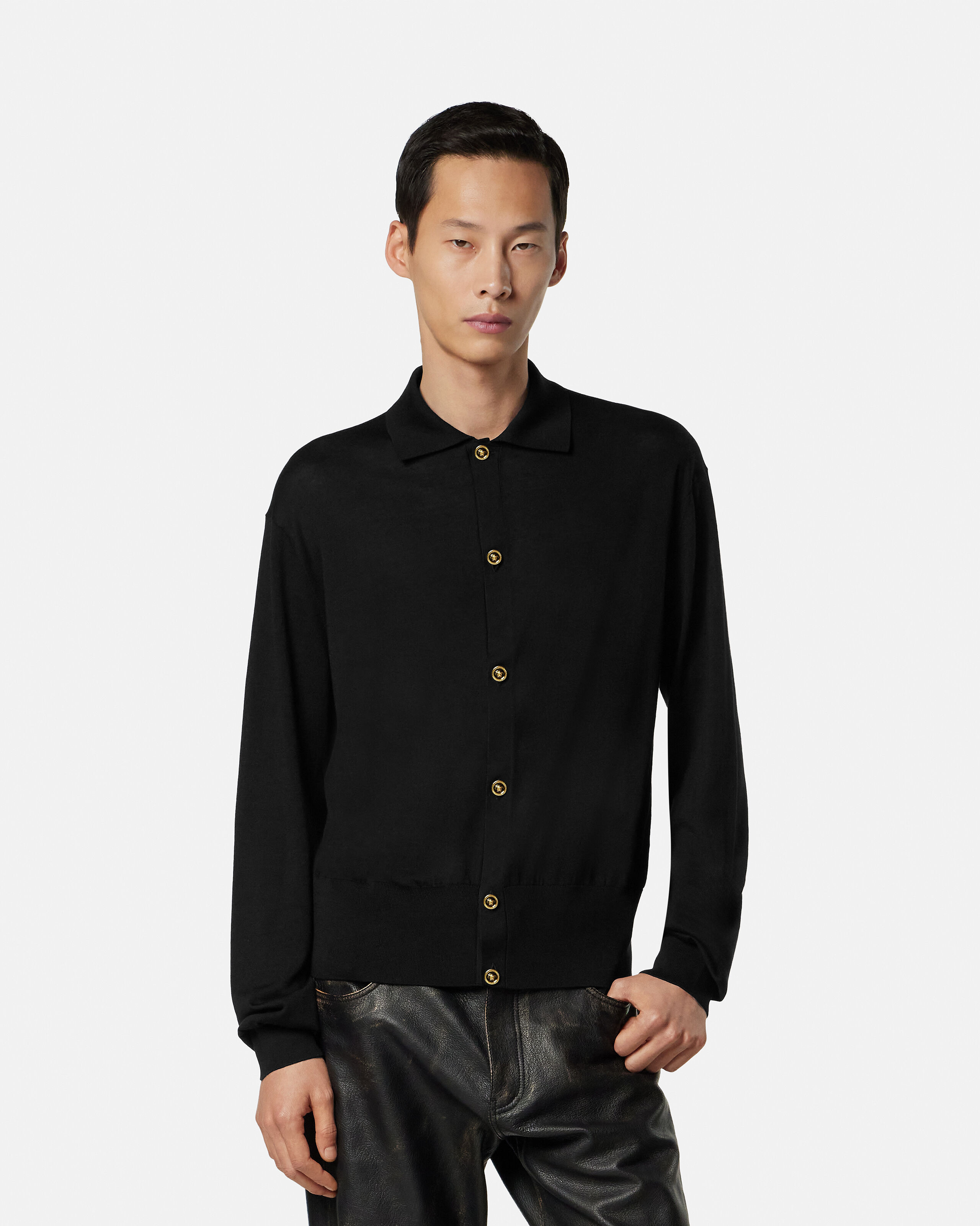 シルクブレンド ニット ポロ カーディガン | VERSACE JP