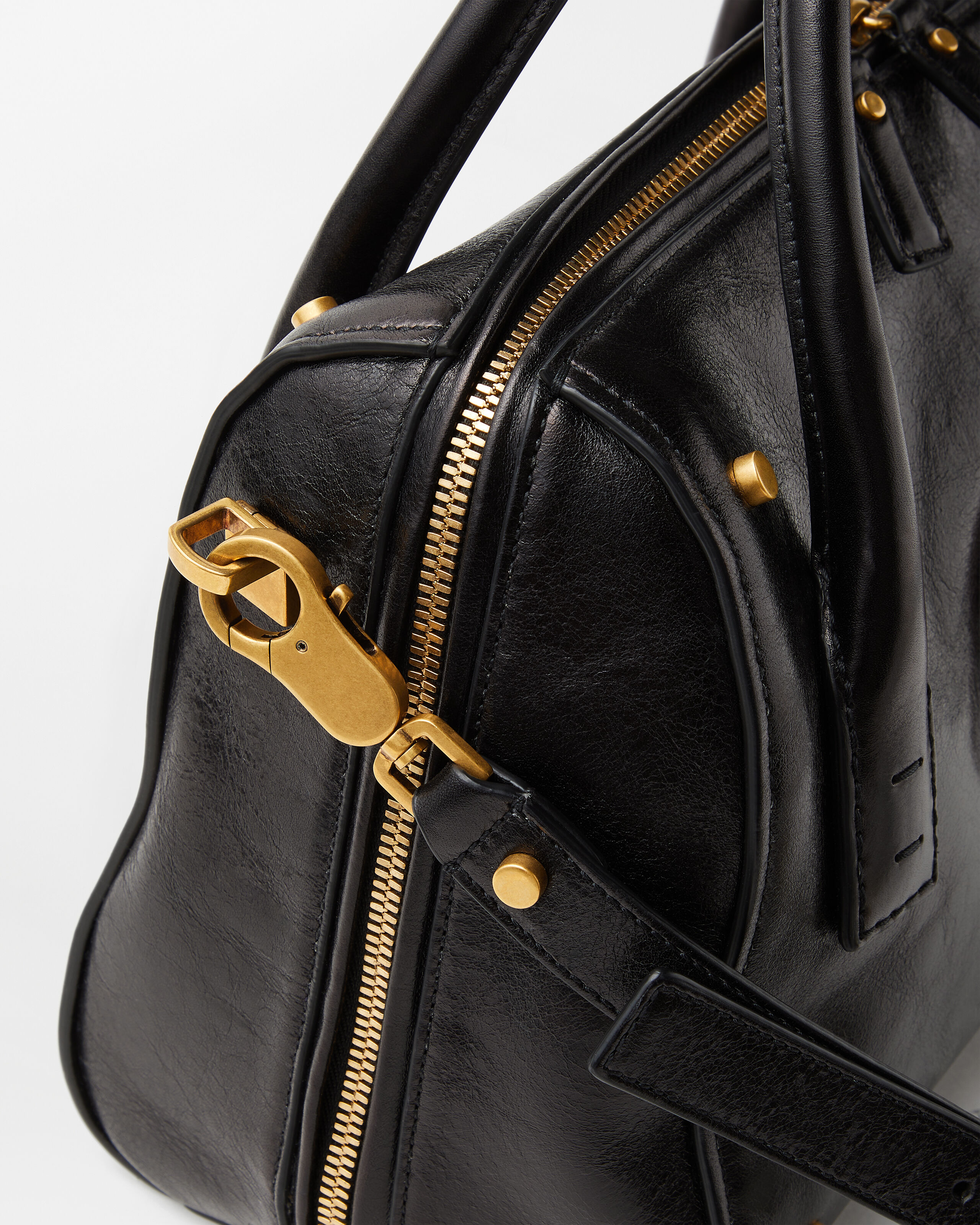 ルーミー レザー ボストン バッグ ブラック,ブラウン | VERSACE JP