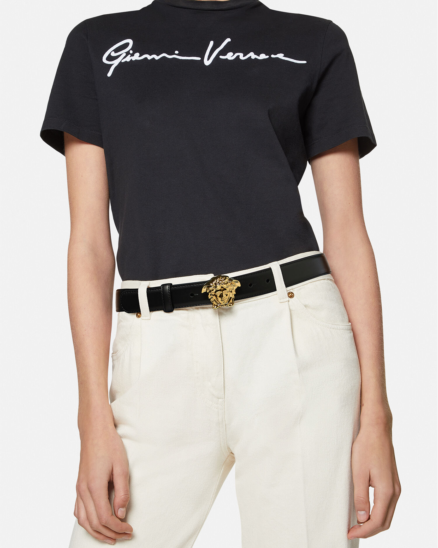 ラ メドゥーサ レザー ベルト 3cm ブラック | VERSACE JP