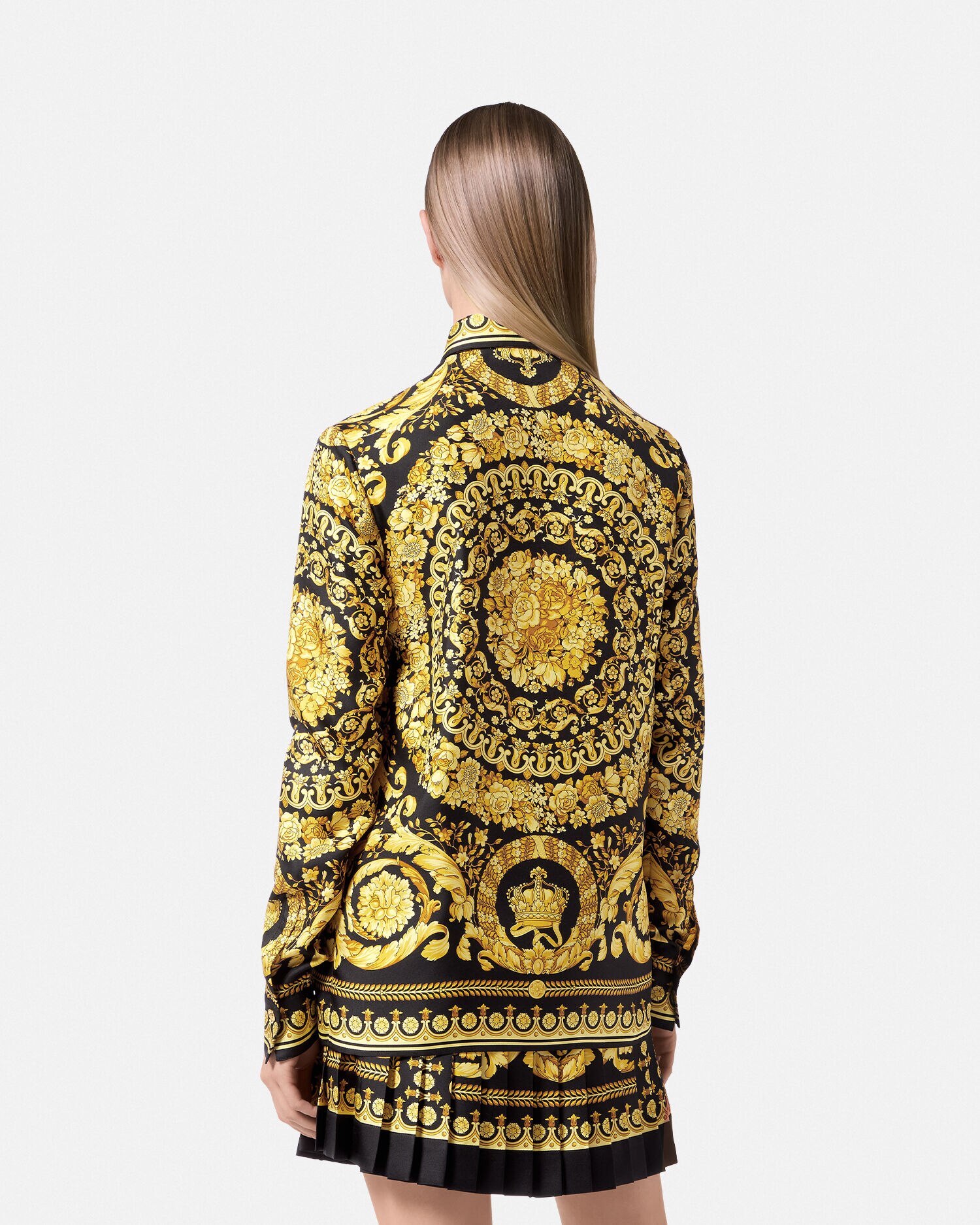 国内最安値！ ブラック,プリント シャツ シルク バロッコ | JP VERSACE トップス