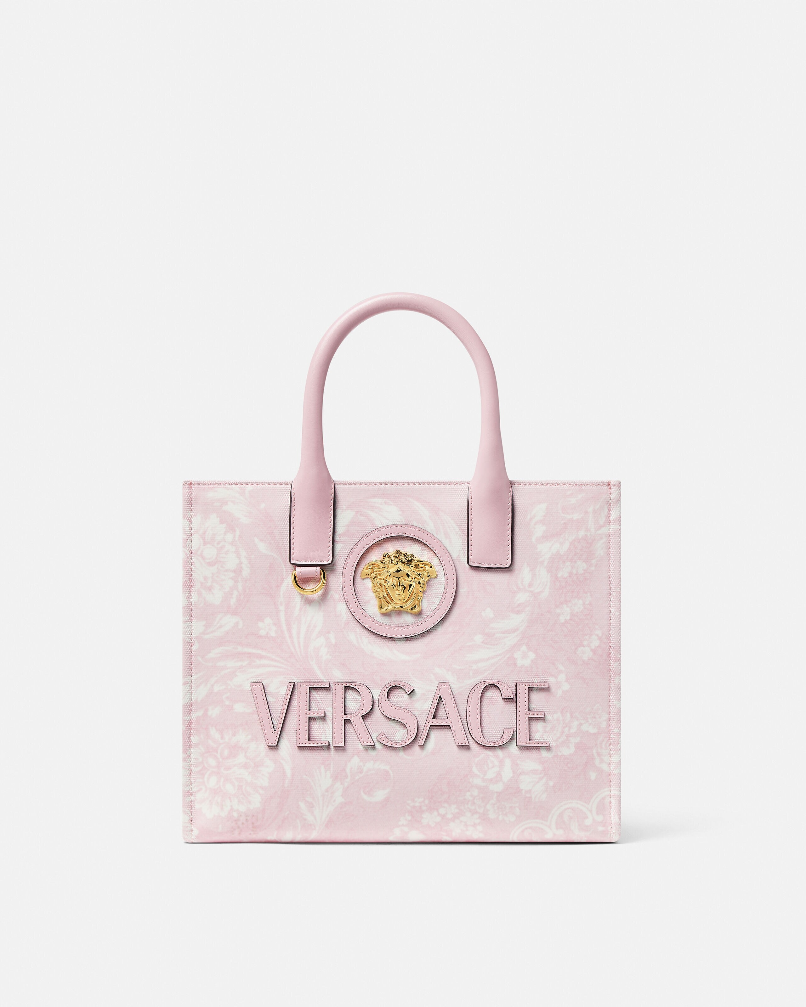 ラ メドゥーサ プリント スモール キャンバス トート ピンク,ゴールド