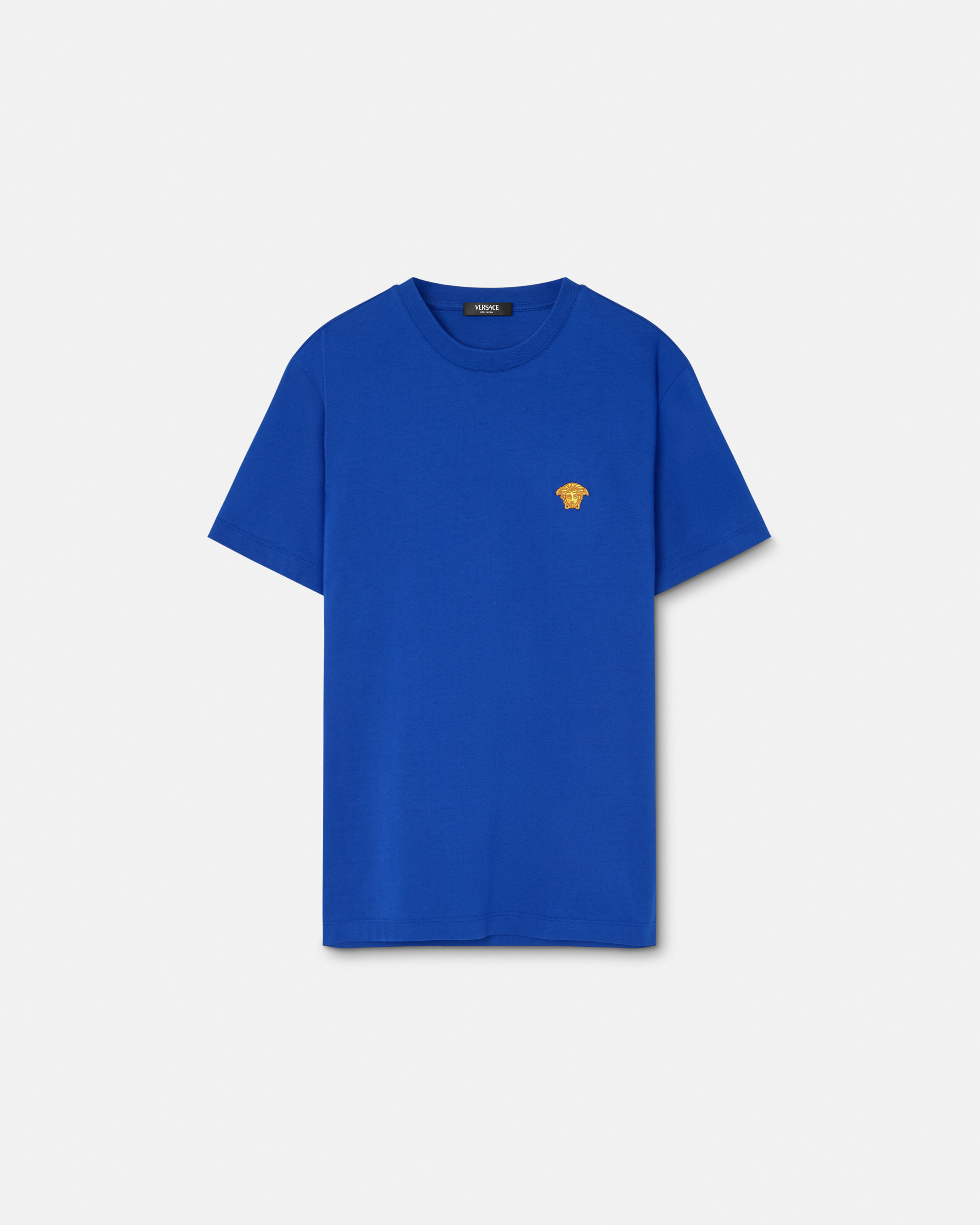 刺繍入り コットンジャージー Tシャツ ブルー | VERSACE JP