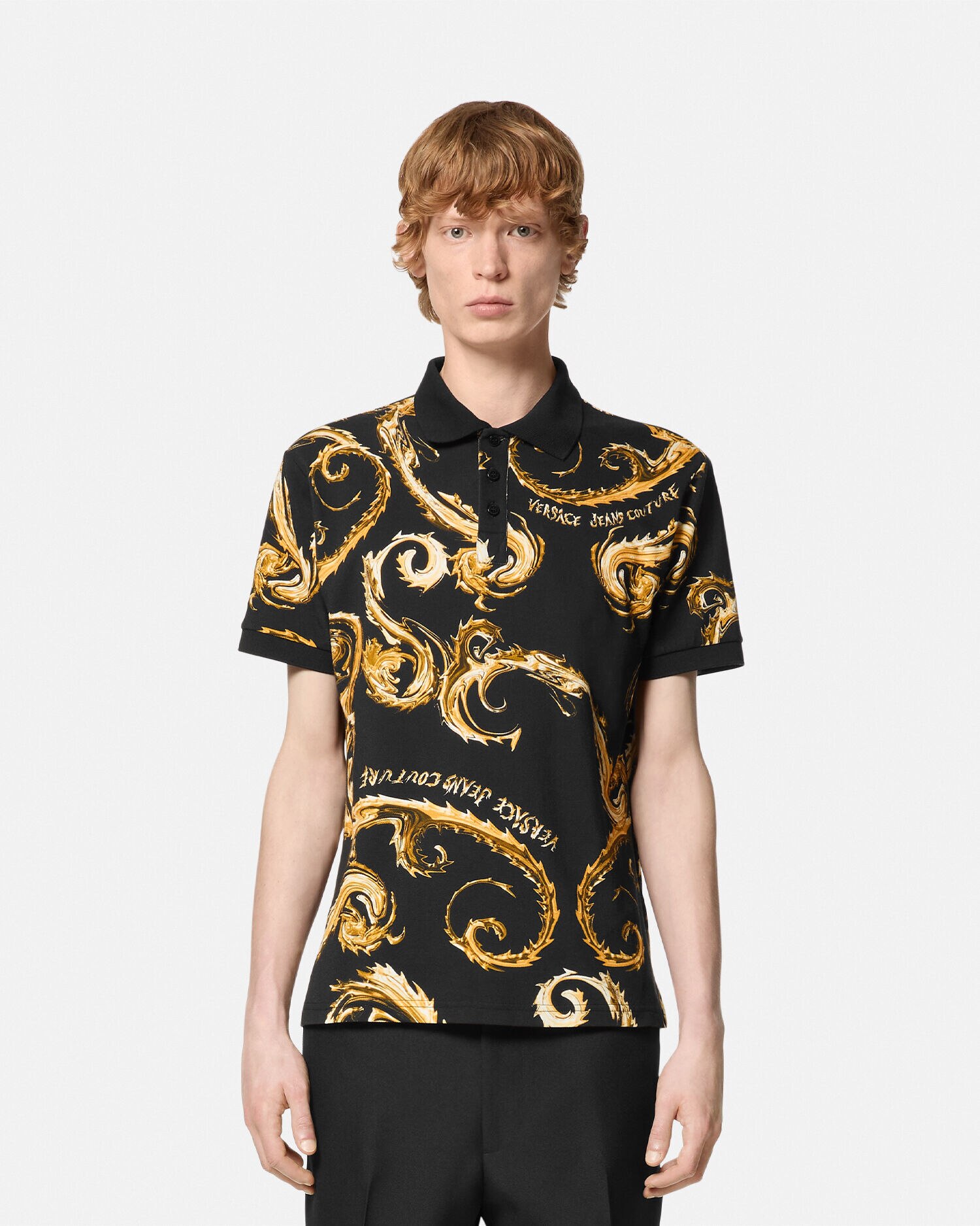 スリムフィット ポロ シャツ クロモ クチュール | VERSACE JP