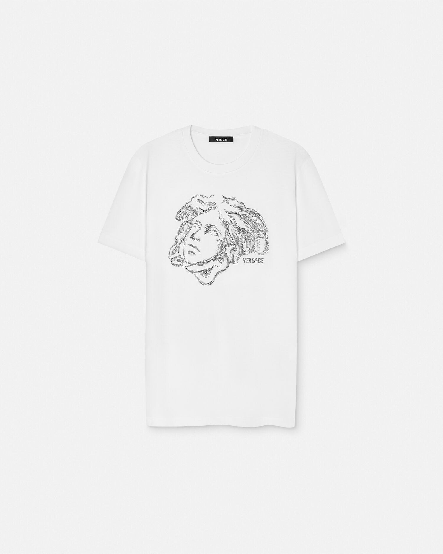 刺繍入り コットンジャージー Tシャツ ホワイト | VERSACE JP