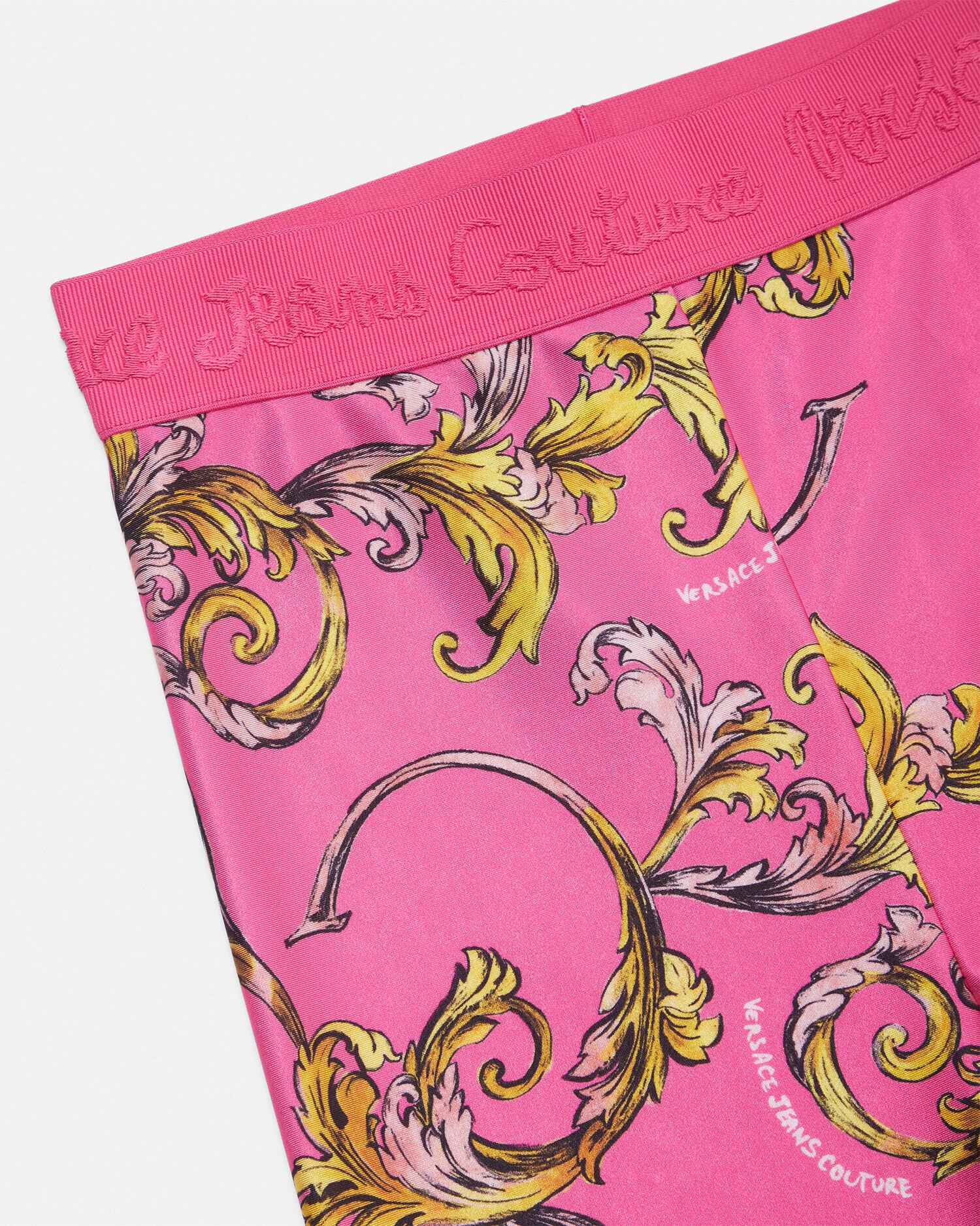 VERSACE JEANS COUTURE ロゴ バロッコ レギンス パンツ Versace Jeans Couture - バロック・ロゴ・ウエストバンド
