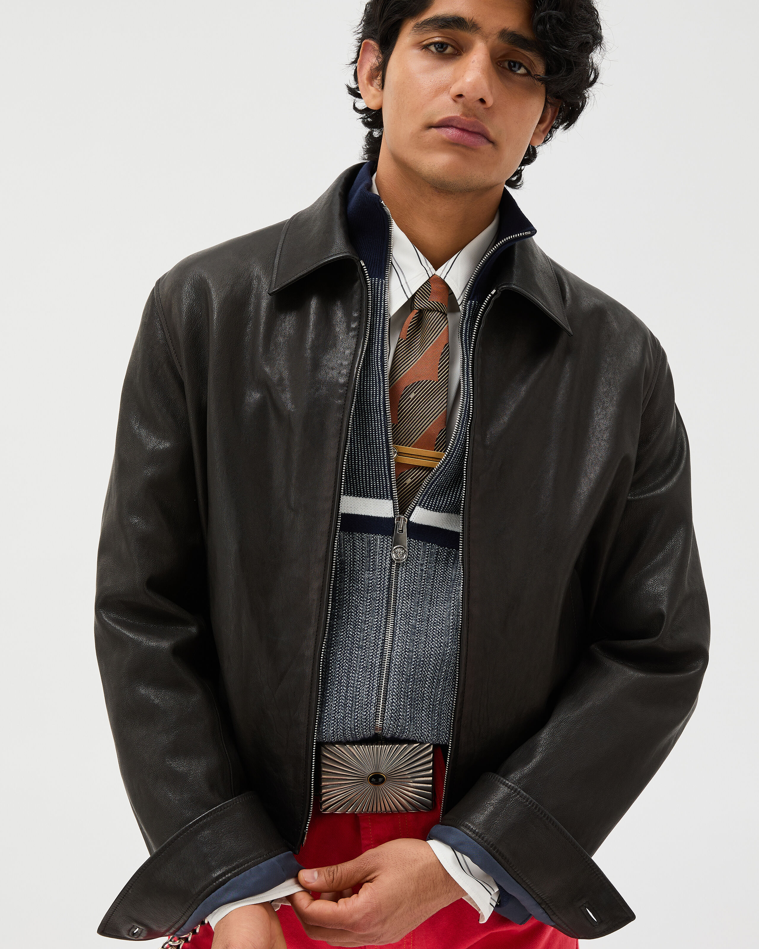 さ*ー様 ヴィンテージ【VERSACE】ヴェルサーチ本革ブルゾン レザー ブルゾン ブラック | VERSACE JP