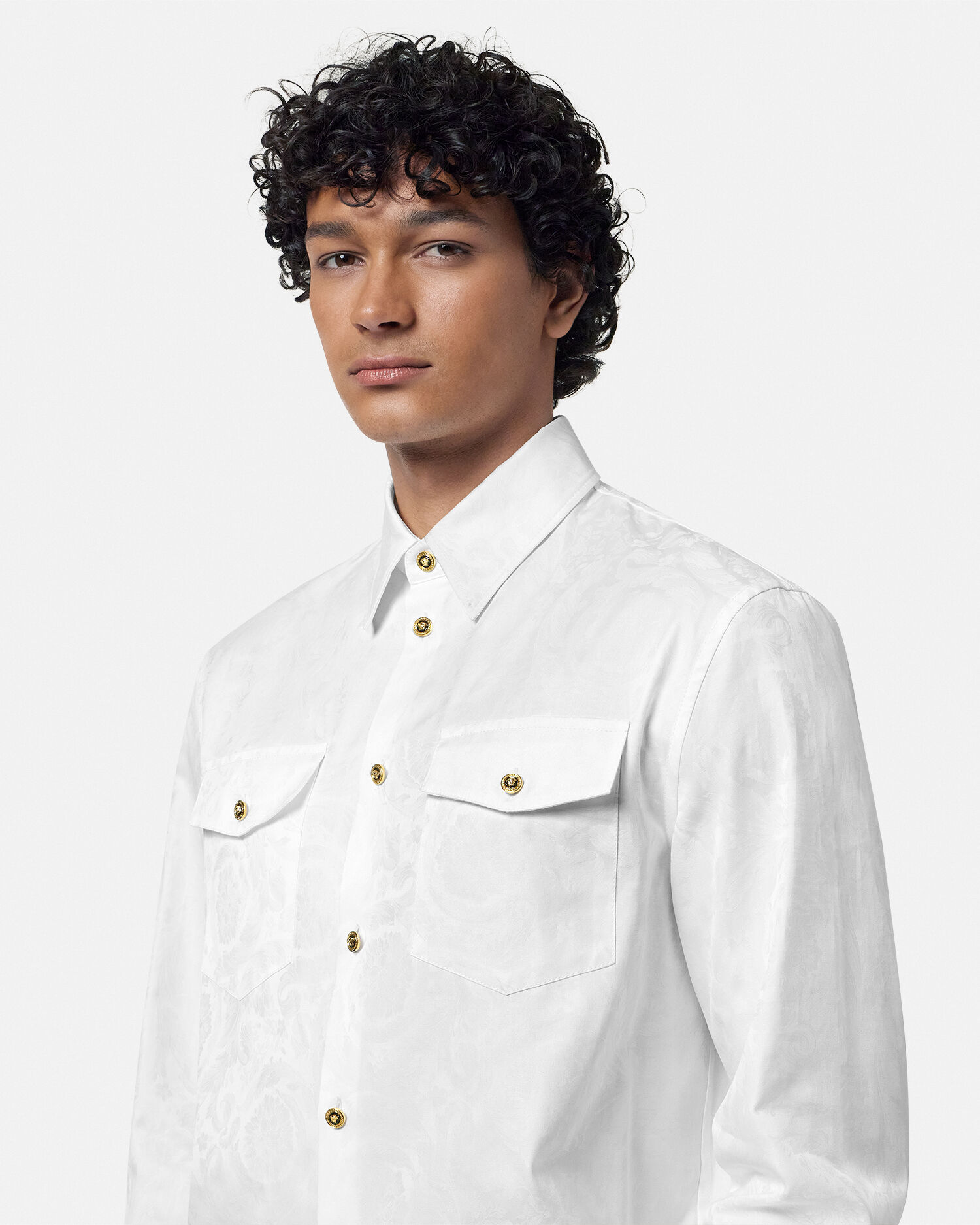 ジャカード コットンポプリン シャツ ホワイト | VERSACE JP