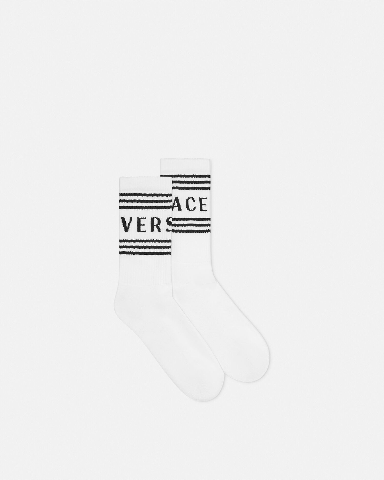 リブ編み コットン ソックス ブラック,ホワイト | VERSACE JP リブ編み コットン ソックス ブラック,ホワイト | VERSACE JP