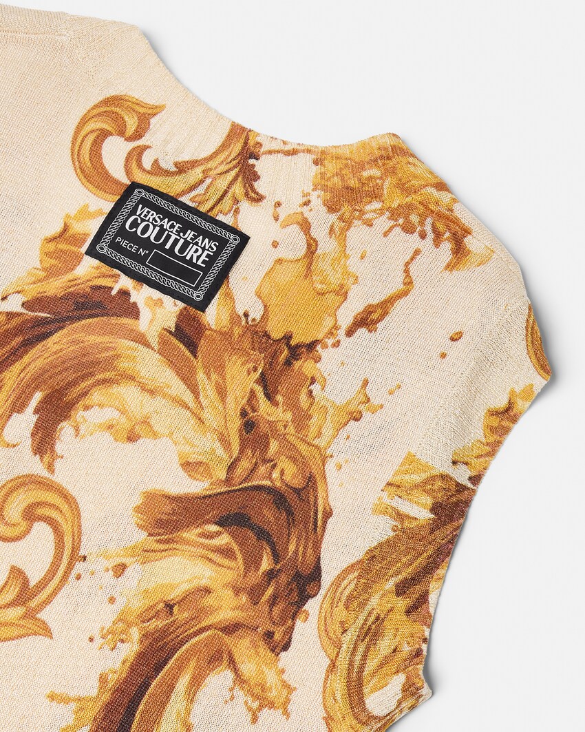 プリント ビスコース ニット ベスト ホワイト+プリント 4