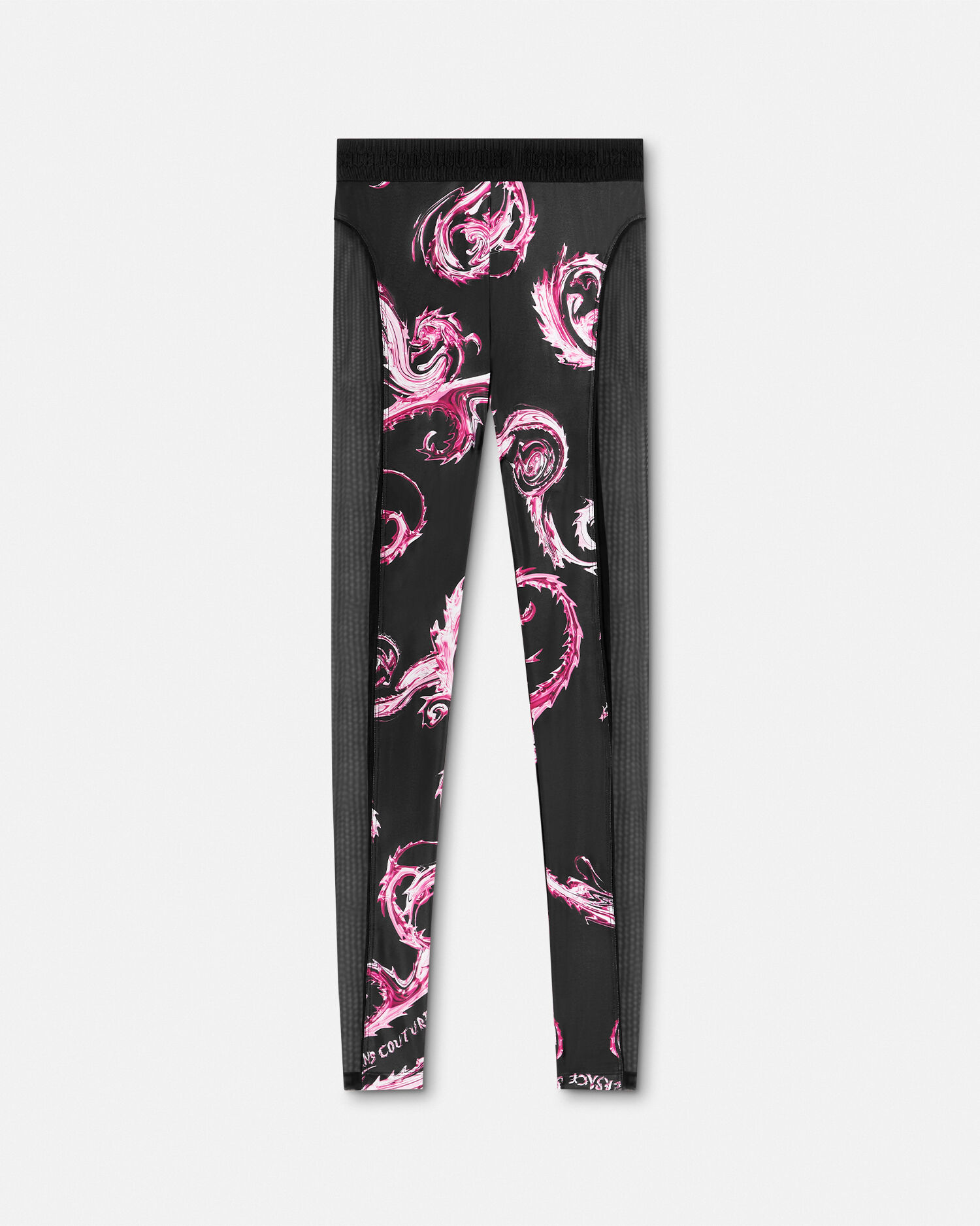 クロモ クチュール メッシュパネル レギンス ブラック,ピンク | VERSACE JP