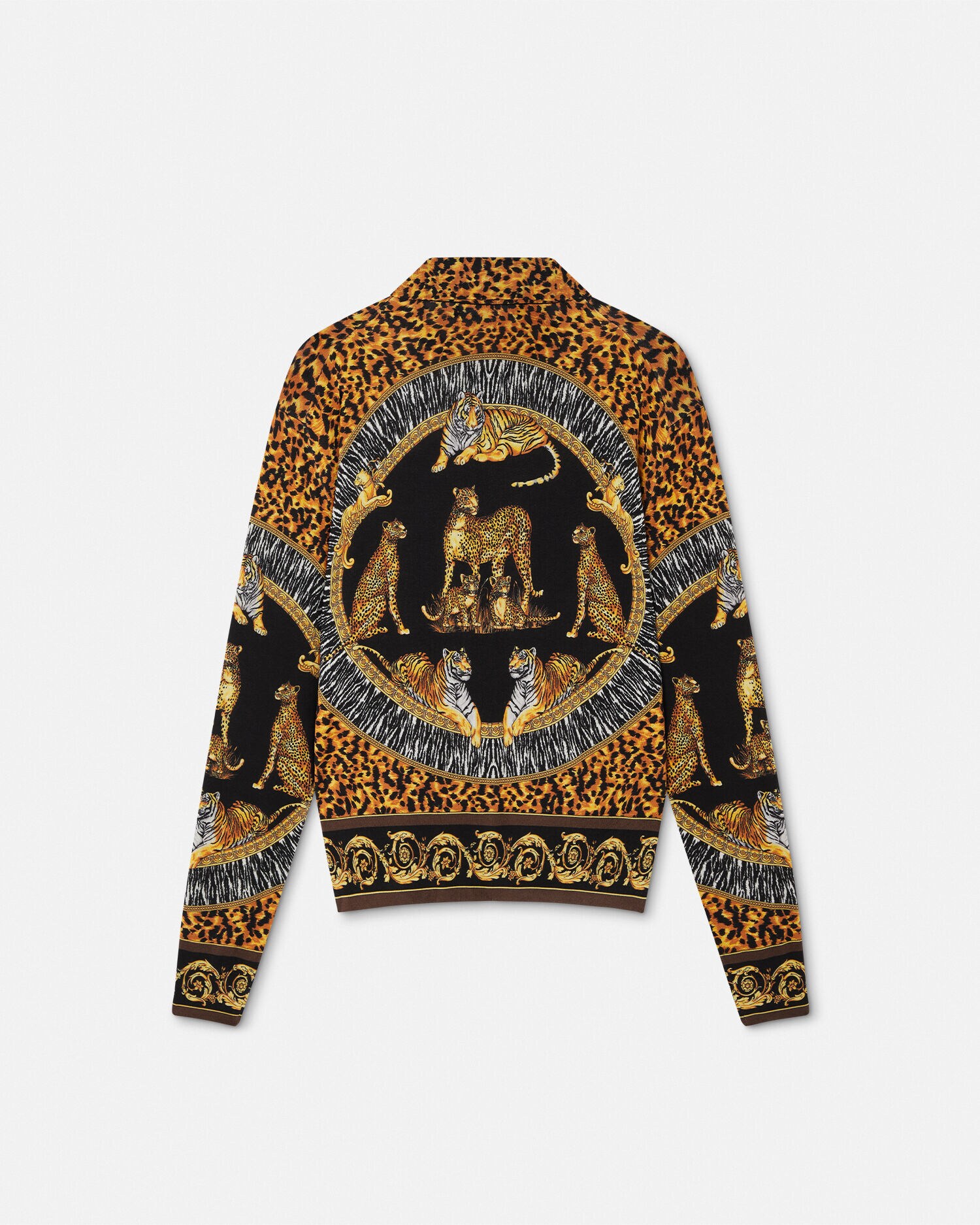 シルク ニット シャツ ワイルド キャッツ ブラック,プリント | VERSACE JP