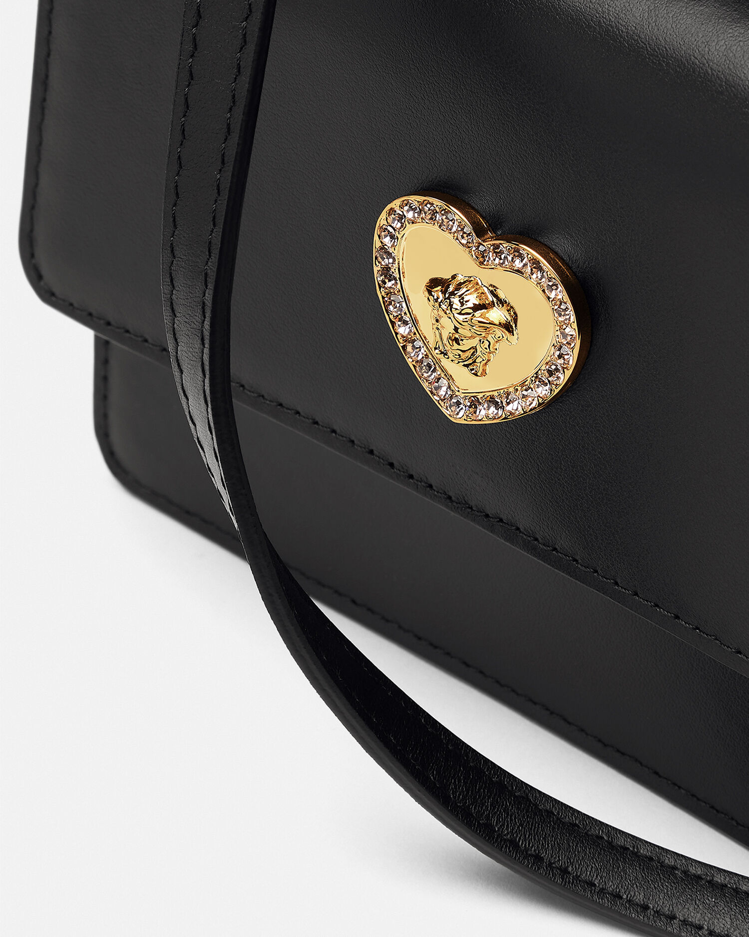 ハート メドゥーサ キッズ クロスボディ バッグ ブラック,ゴールド | VERSACE JP