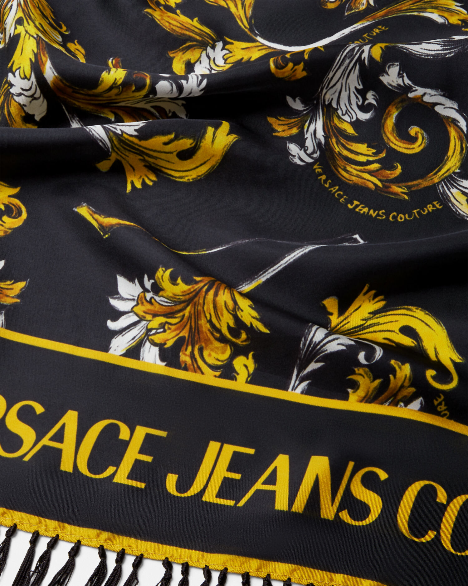 ATELIER VERSACE シルクスカーフ 黒・金 約90cm バロッコ ラージ シルク スカーフ 90 cm ブラック,プリント