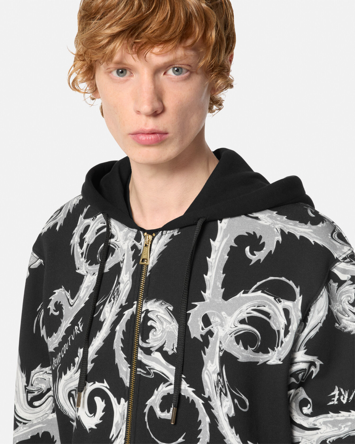クロモ クチュール レギュラーフィット ジップパーカー ブラック,ホワイト | VERSACE JP