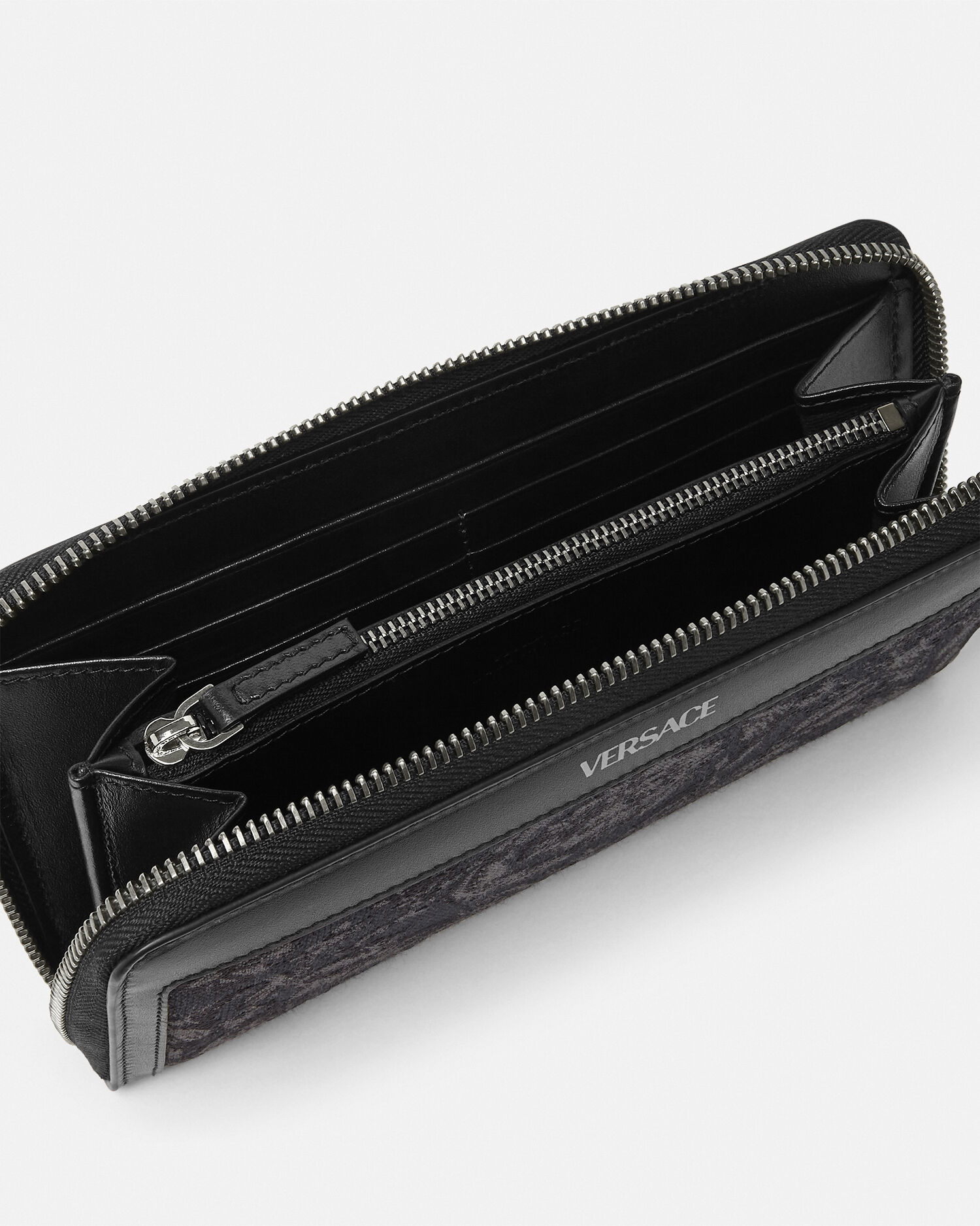 【正規品】定価99,000円 VERSACE ヴェルサーチェ バロッコ 長財布 バロッコ ジャカード ロング ウォレット ブラック,プリント