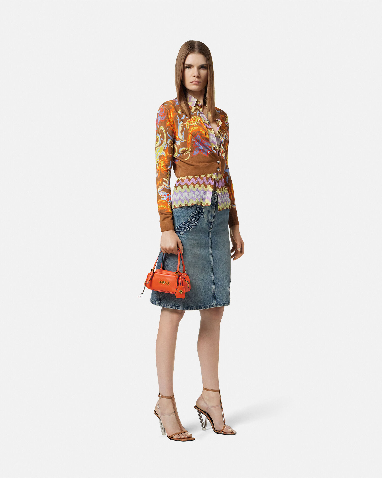 関税込 VERSACE*ボウリング タグ ショルダーバッグ オレンジ ボウリング ミニ バッグ ヴェルサーチェ タグ オレンジ | VERSACE JP
