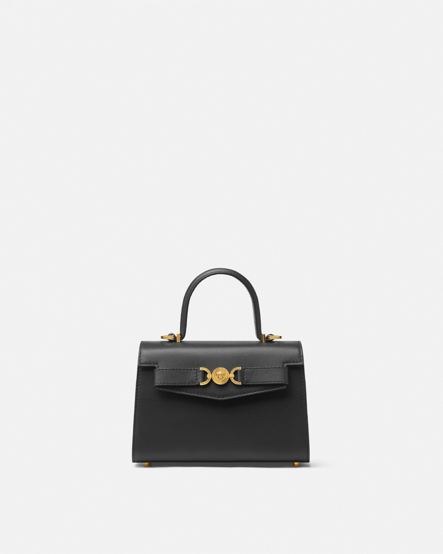 メドゥーサ '95 スモール レザー トップハンドル ブラック,ゴールド
