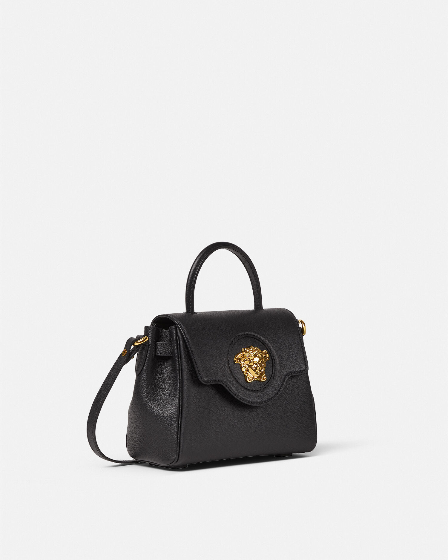 ラ メドゥーサ スモール レザー トップハンドル ブラック | VERSACE JP