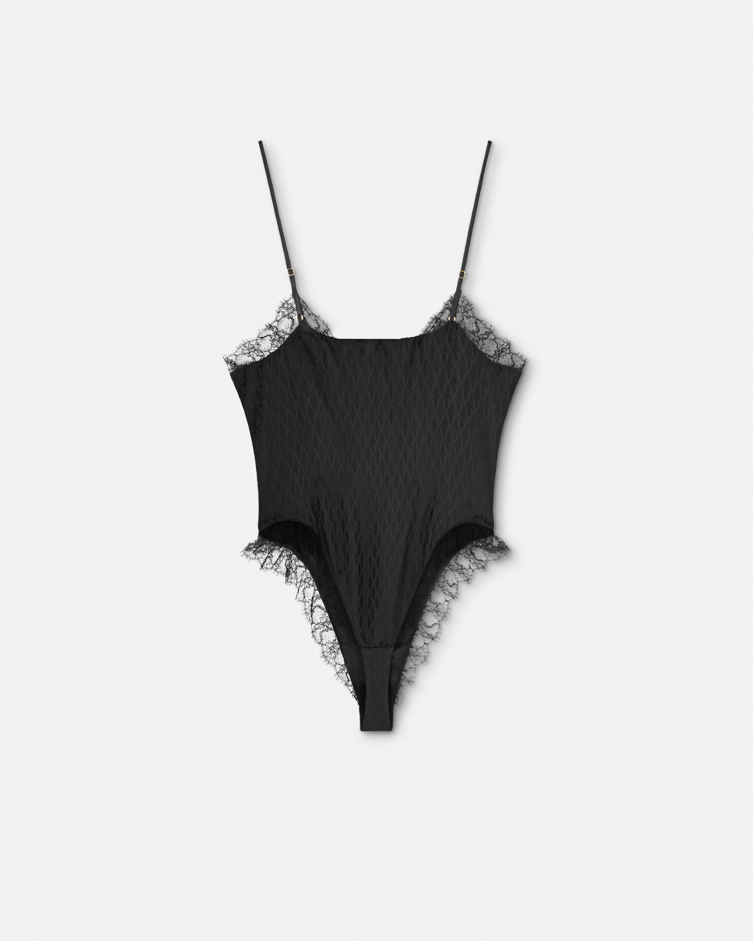 新品未使用❗️ Versace グレカ ワンピース スイムスーツ ブラック レターV オールオーバー ジャカード シルク ボディスーツ