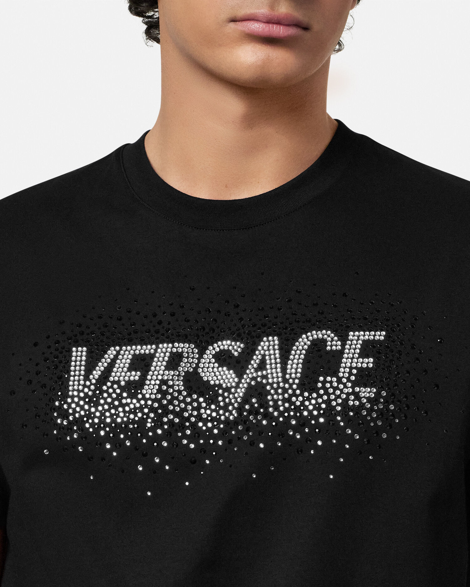VERSACE☆クリスタル フェーディング ヴェルサーチ ロゴ Tシャツ Tシャツ クリスタル フェーディング ヴェルサーチェ ロゴ