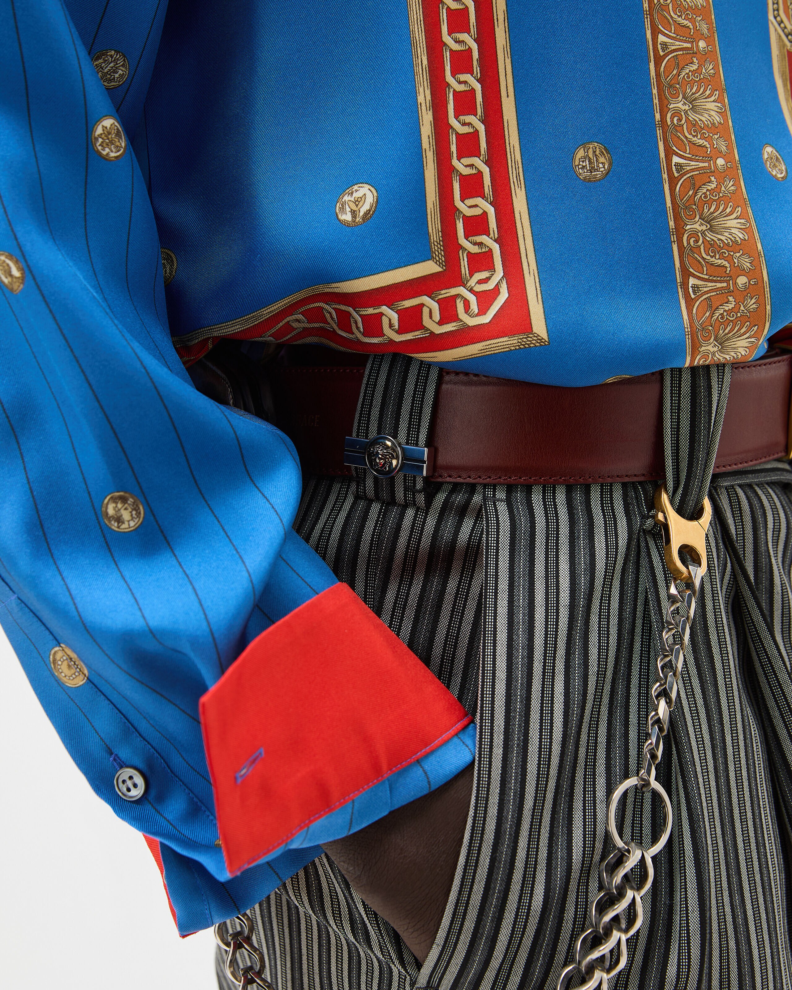 Gianni Versace ウール ストライプパンツ 48 ピンストライプ ウール オーバーサイズ パンツ ブラック,グレー