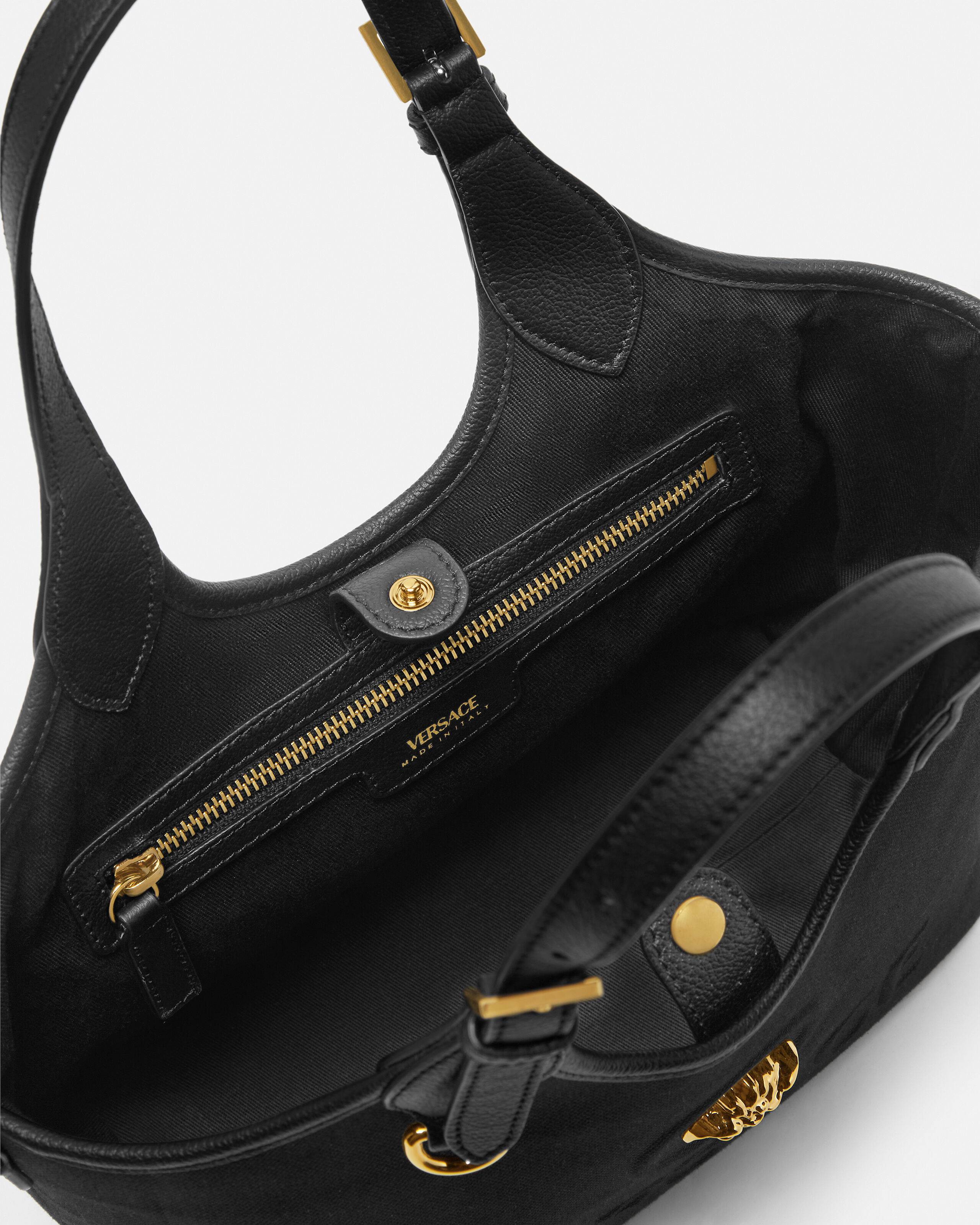 ラ メドゥーサ キャンバス ミニ トート ブラック,ゴールド | VERSACE JP