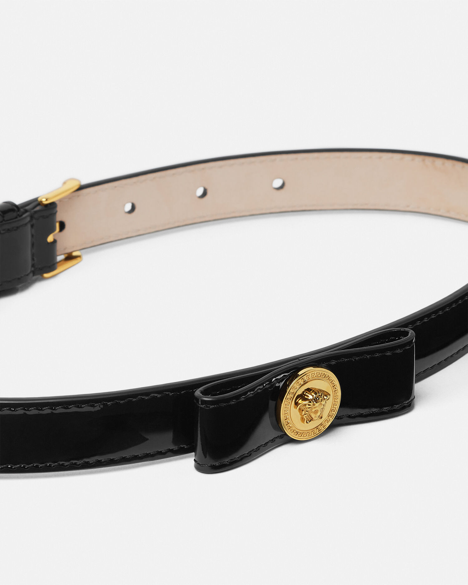 ジャンニ リボン パテント キッズ ベルト 2 cm ブラック,ゴールド | VERSACE JP