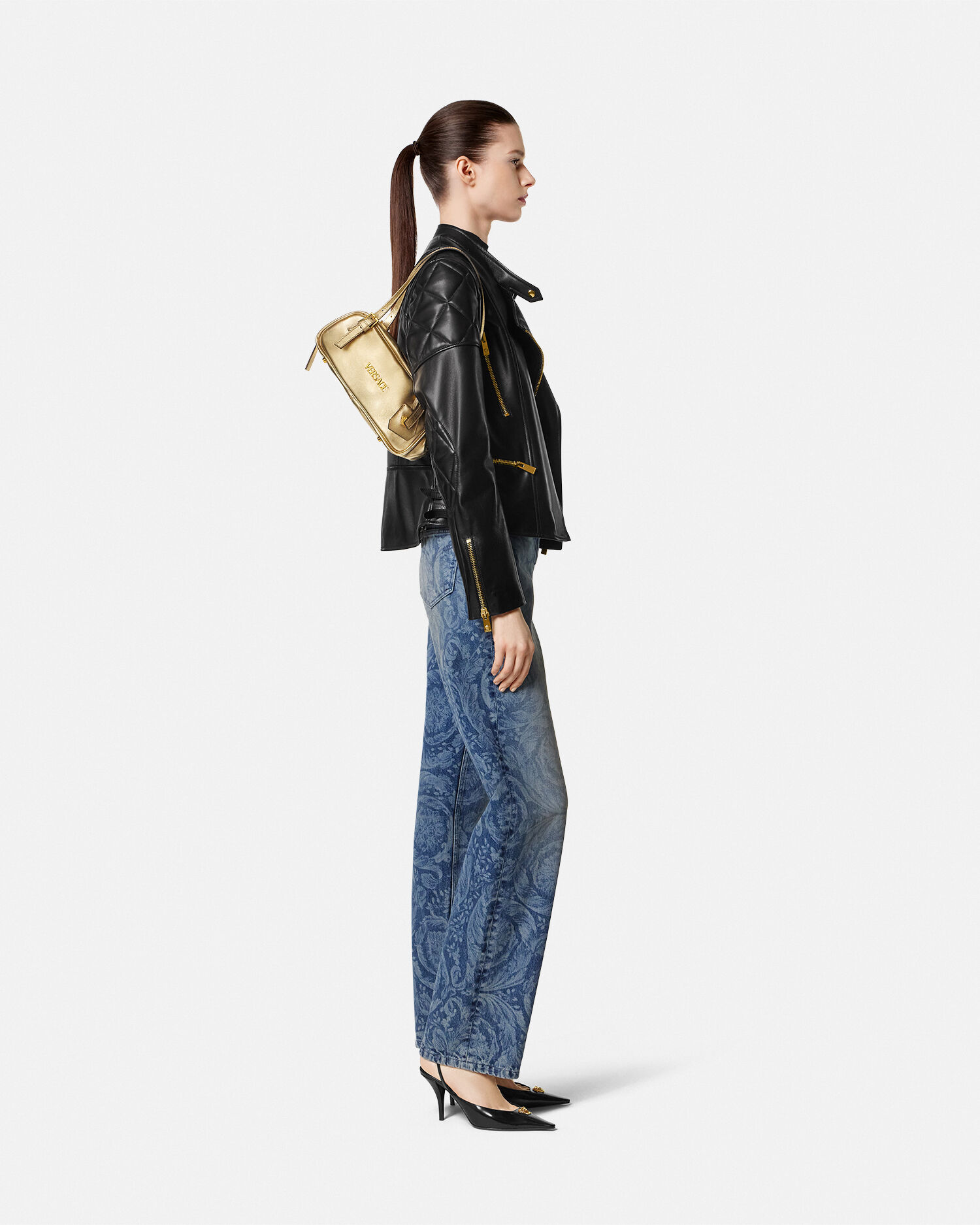 【Versace】ゴールド ミニ ボウリング メタリック バッグ ボウリング メタリック ミニ バッグ ヴェルサーチェ タグ