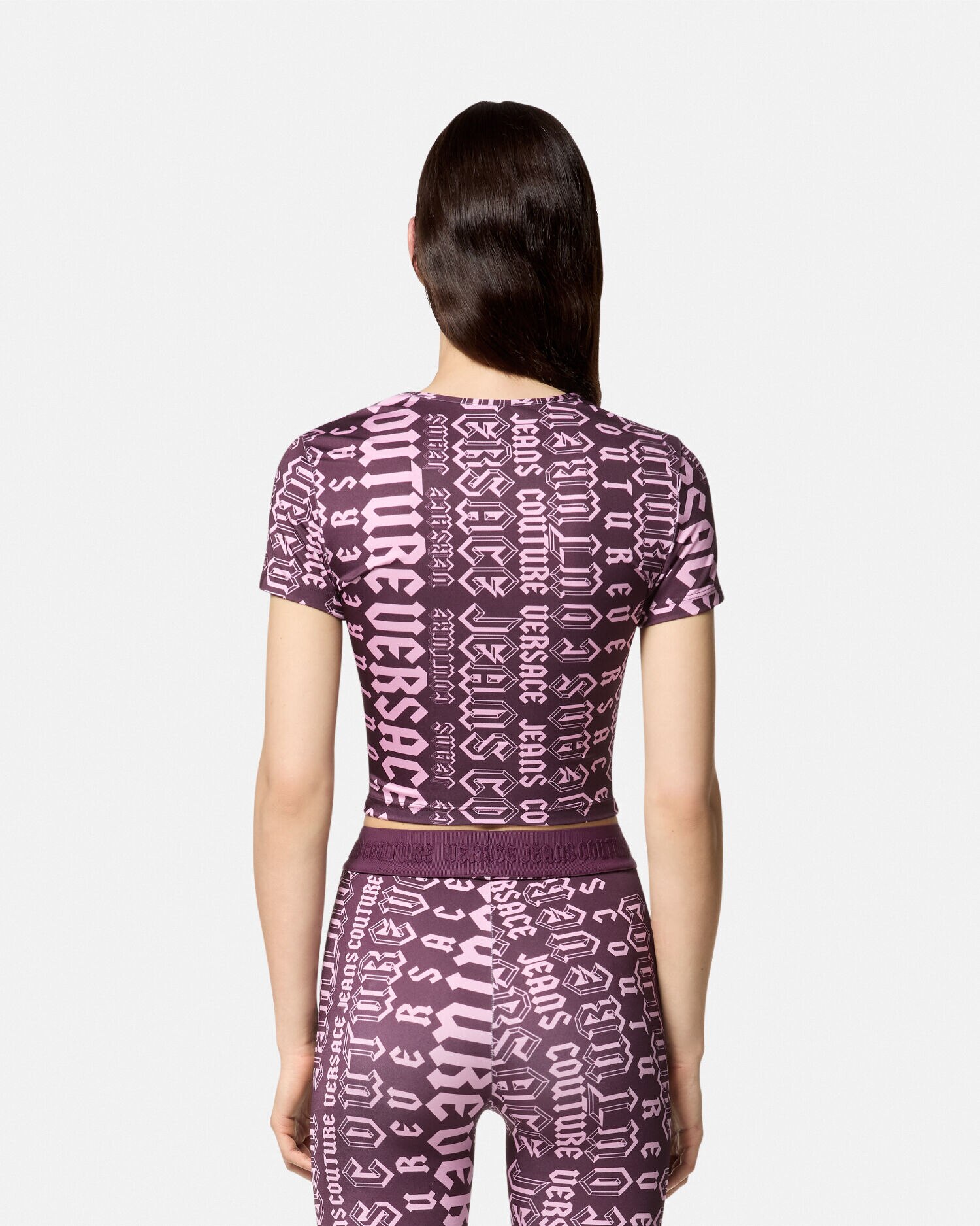クロップ Tシャツ ロゴマニア パープル | VERSACE JP
