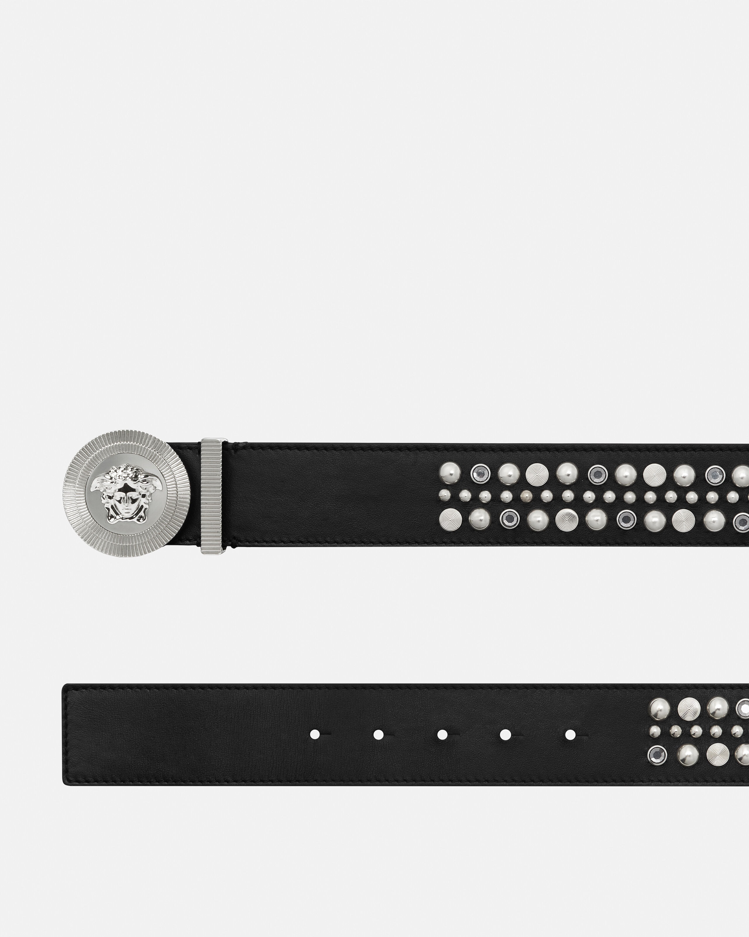 メドゥーサ ビギー 装飾付き ベルト 4 cm ブラック,シルバー | VERSACE JP
