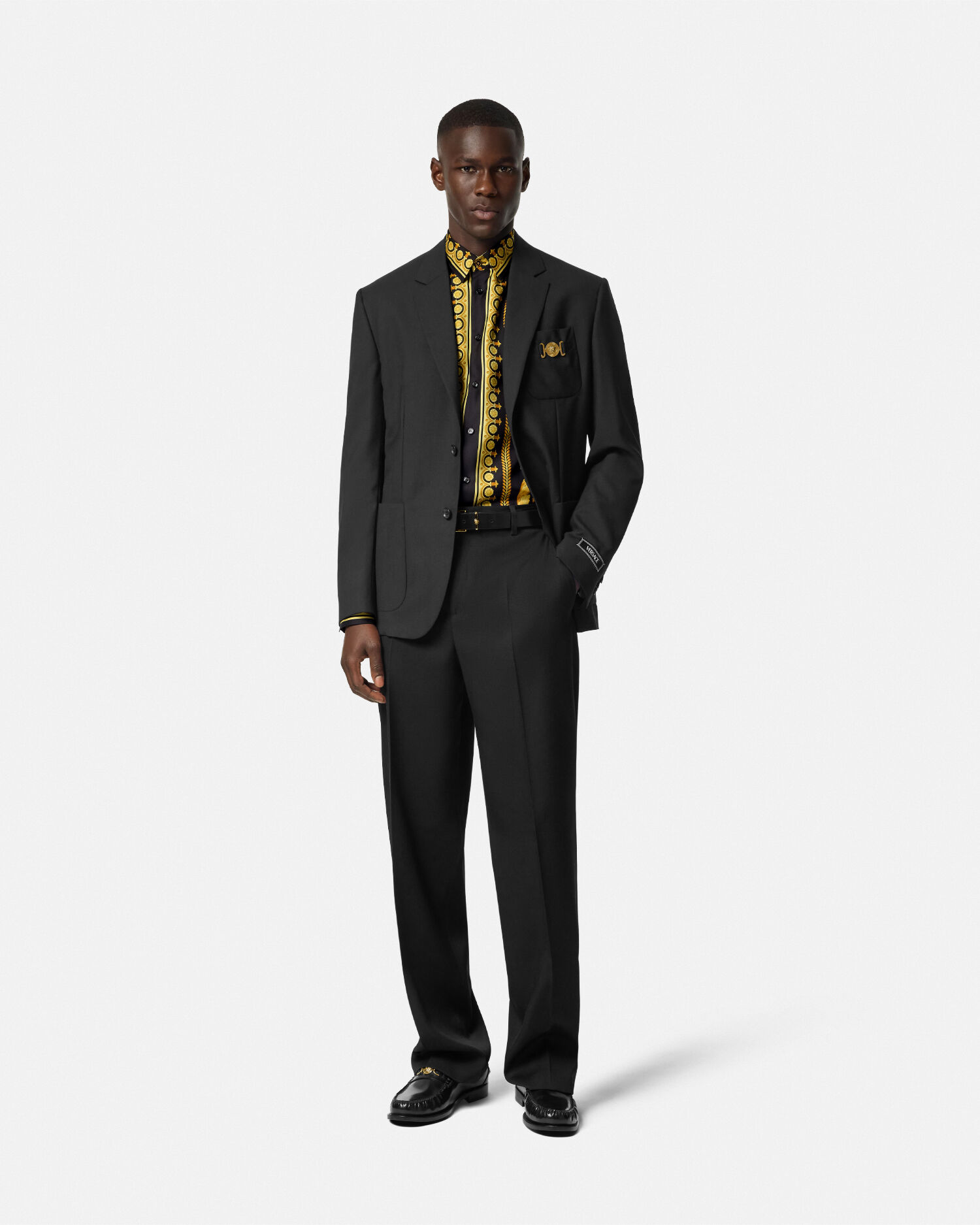 プリント シルク ツイル シャツ ブラック,プリント | VERSACE JP