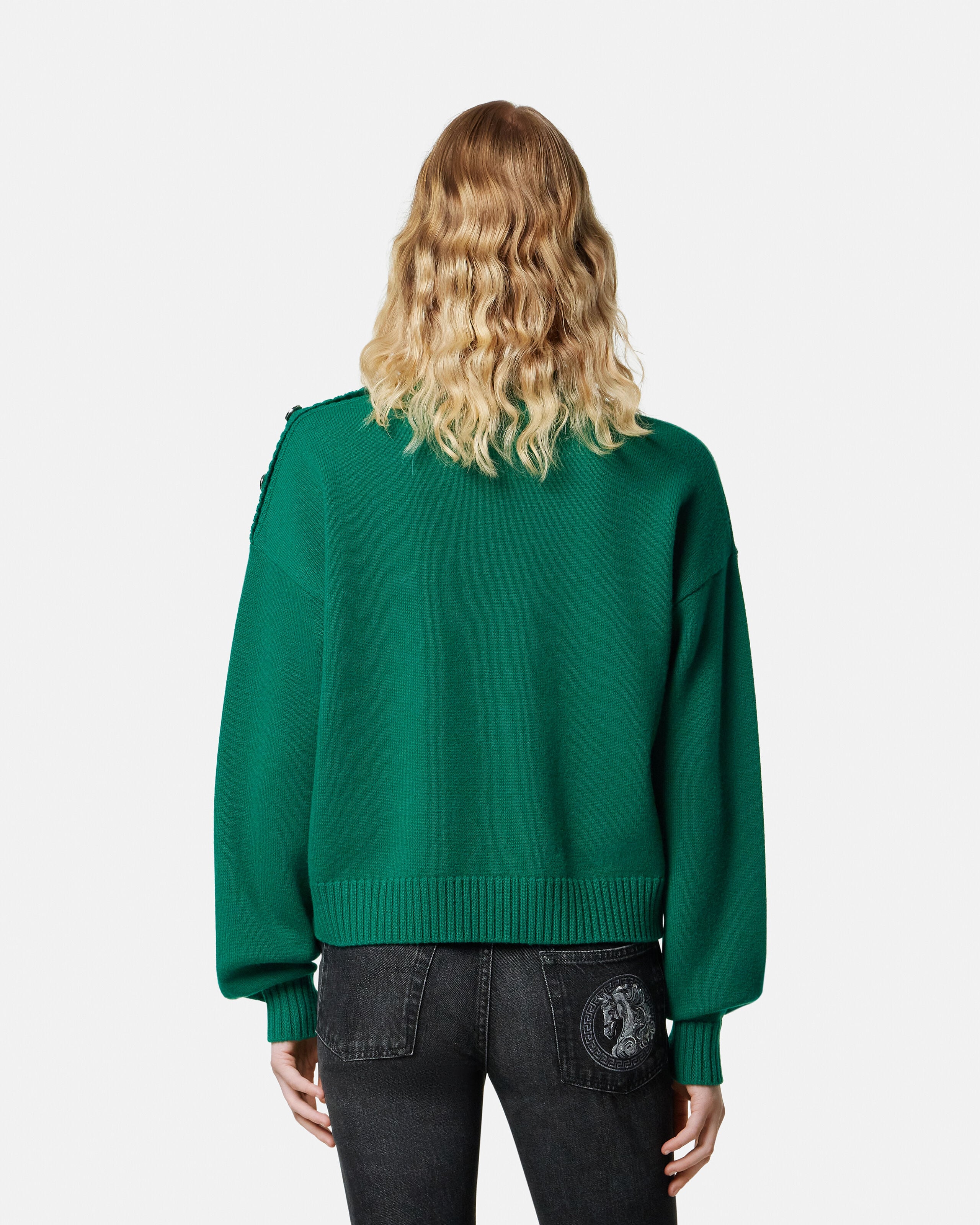 ウールカシミヤ ニット ボクシー セーター グリーン | VERSACE JP