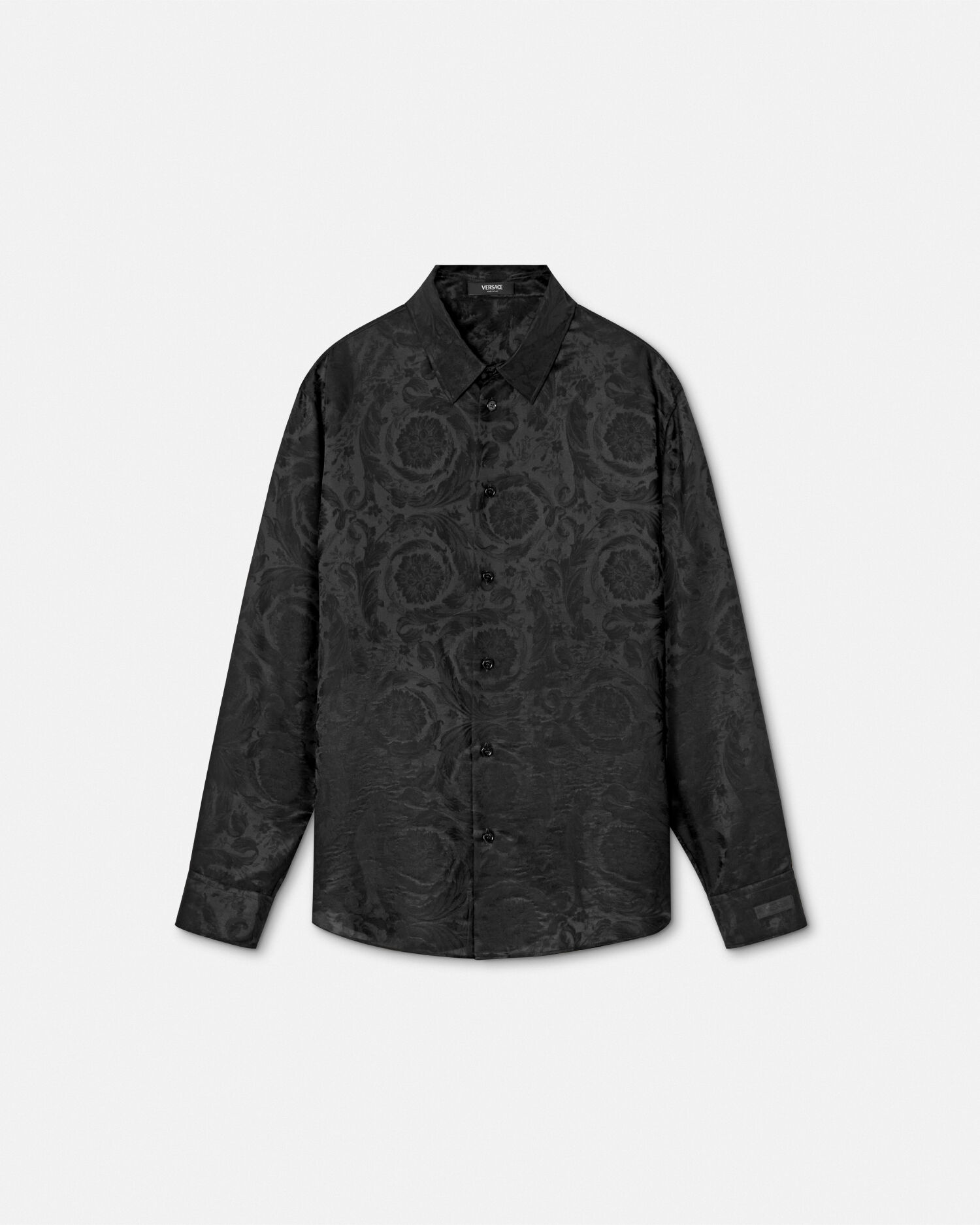 【MUSE 】ジャガードシャツ　シルクブレンド　イタリア製生地　2024 ジャカード シルクブレンド レギュラー シャツ ブラック | VERSACE JP