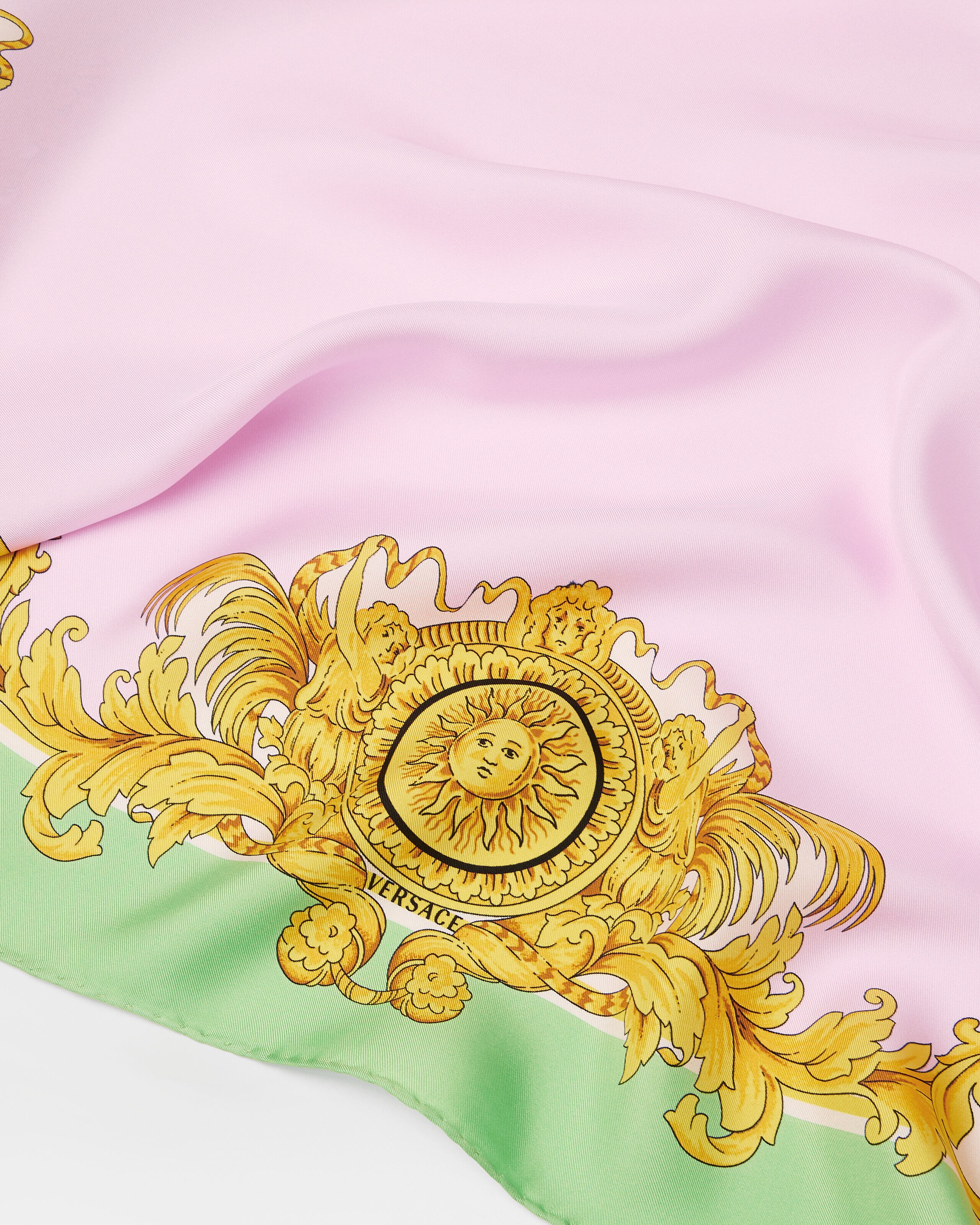 シルク ツイル スカーフ プリント 90 cm イエロー,ピンク | VERSACE JP