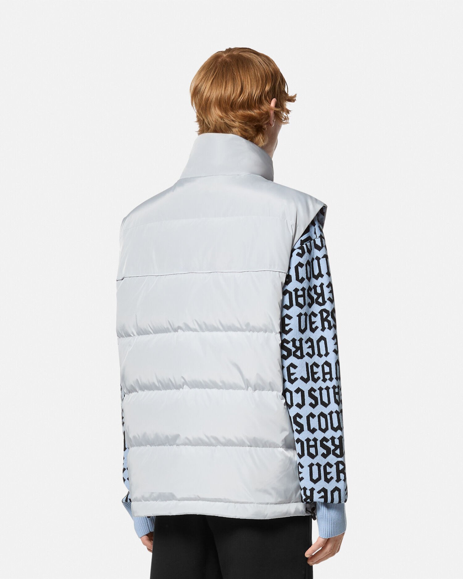 リバーシブル パファー ベスト ロゴマニア ブルー,プリント | VERSACE JP