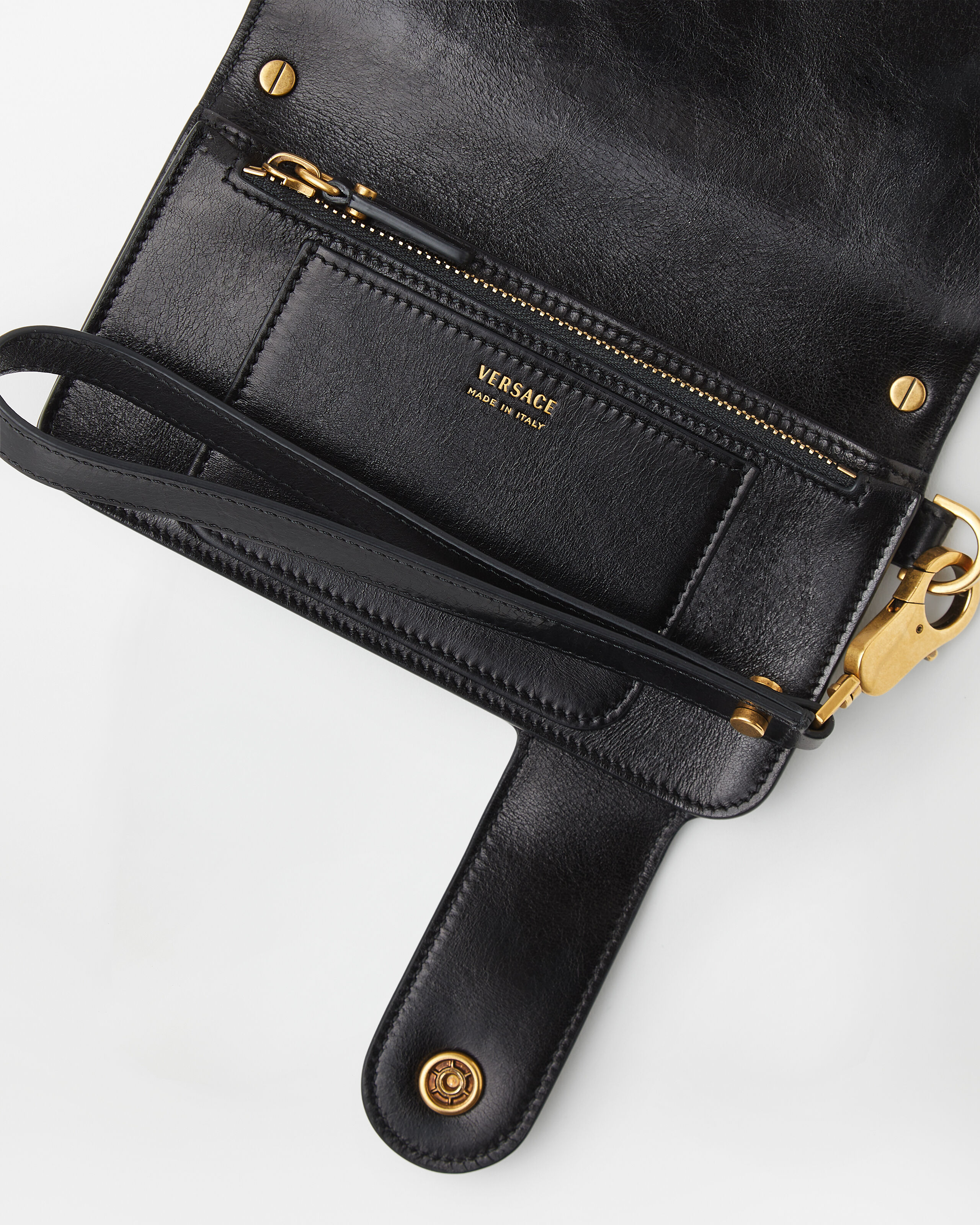 アンブレム ロング レザー ウォレット ブラック | VERSACE JP