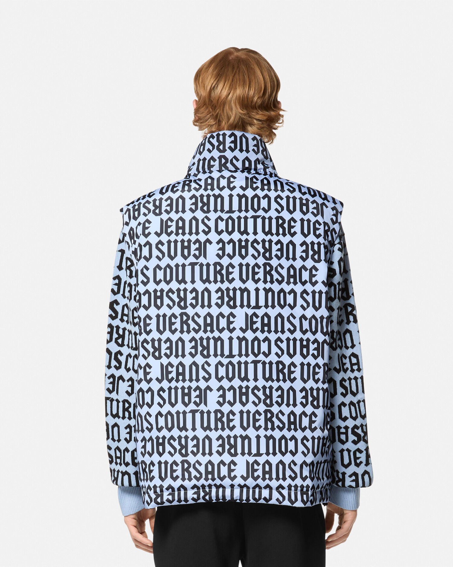 リバーシブル パファー ベスト ロゴマニア ブルー,プリント | VERSACE JP