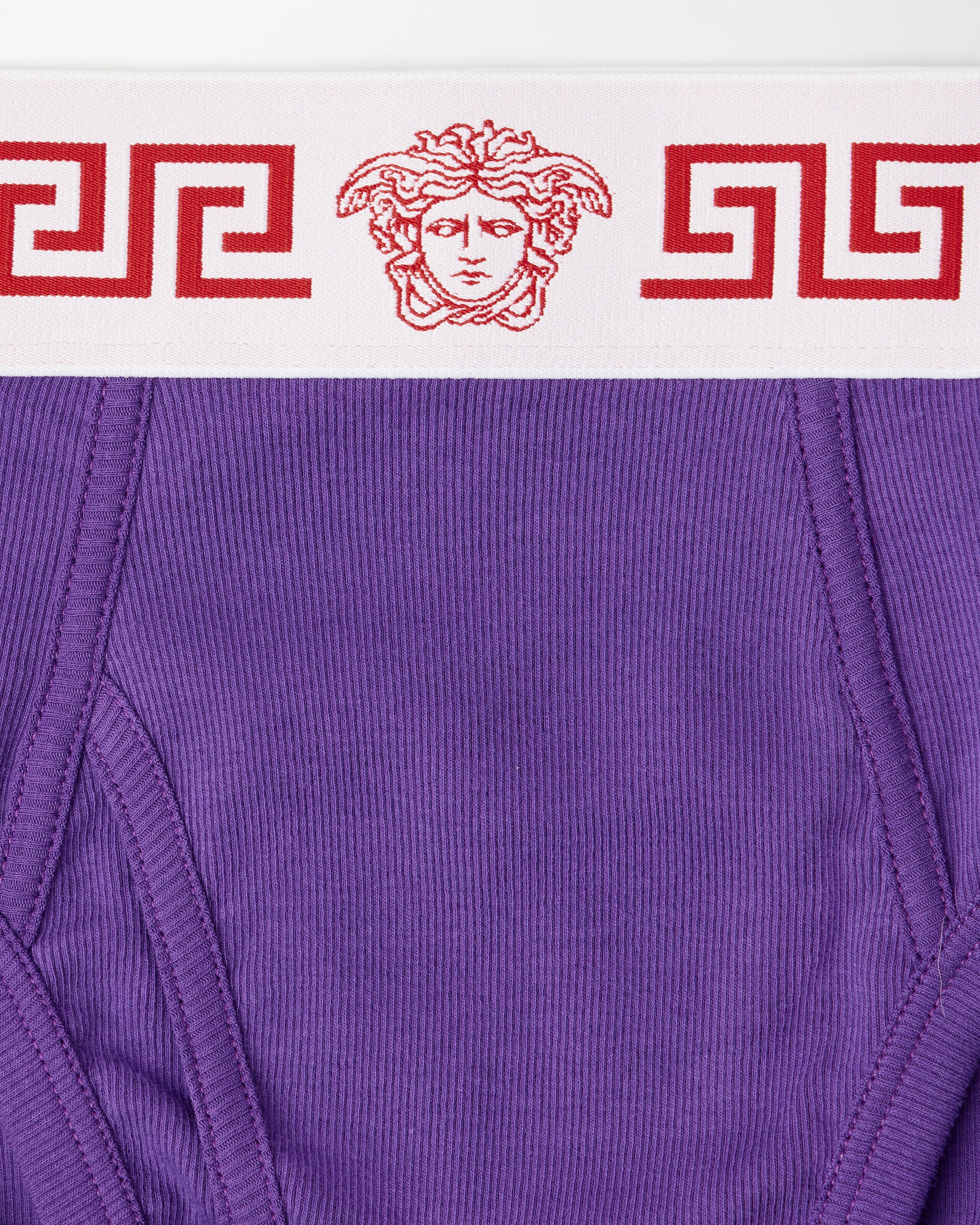 VERSACEヴェルサーチ　グレカ模様 ブリーフパンツ パープル グレカ ボーダー ロング アンダーウェア | VERSACE JP
