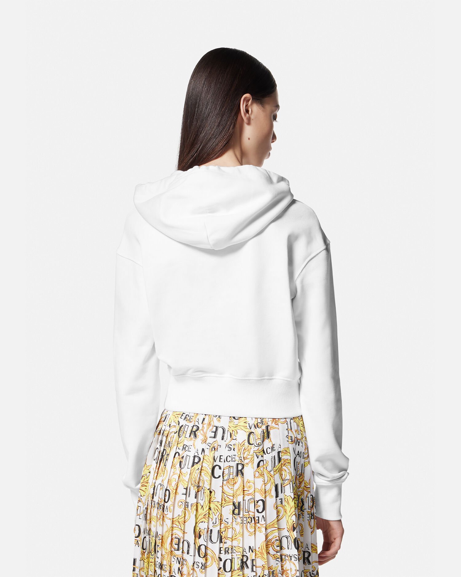 ロゴ クロップ フーディ ホワイト,プリント | VERSACE JP