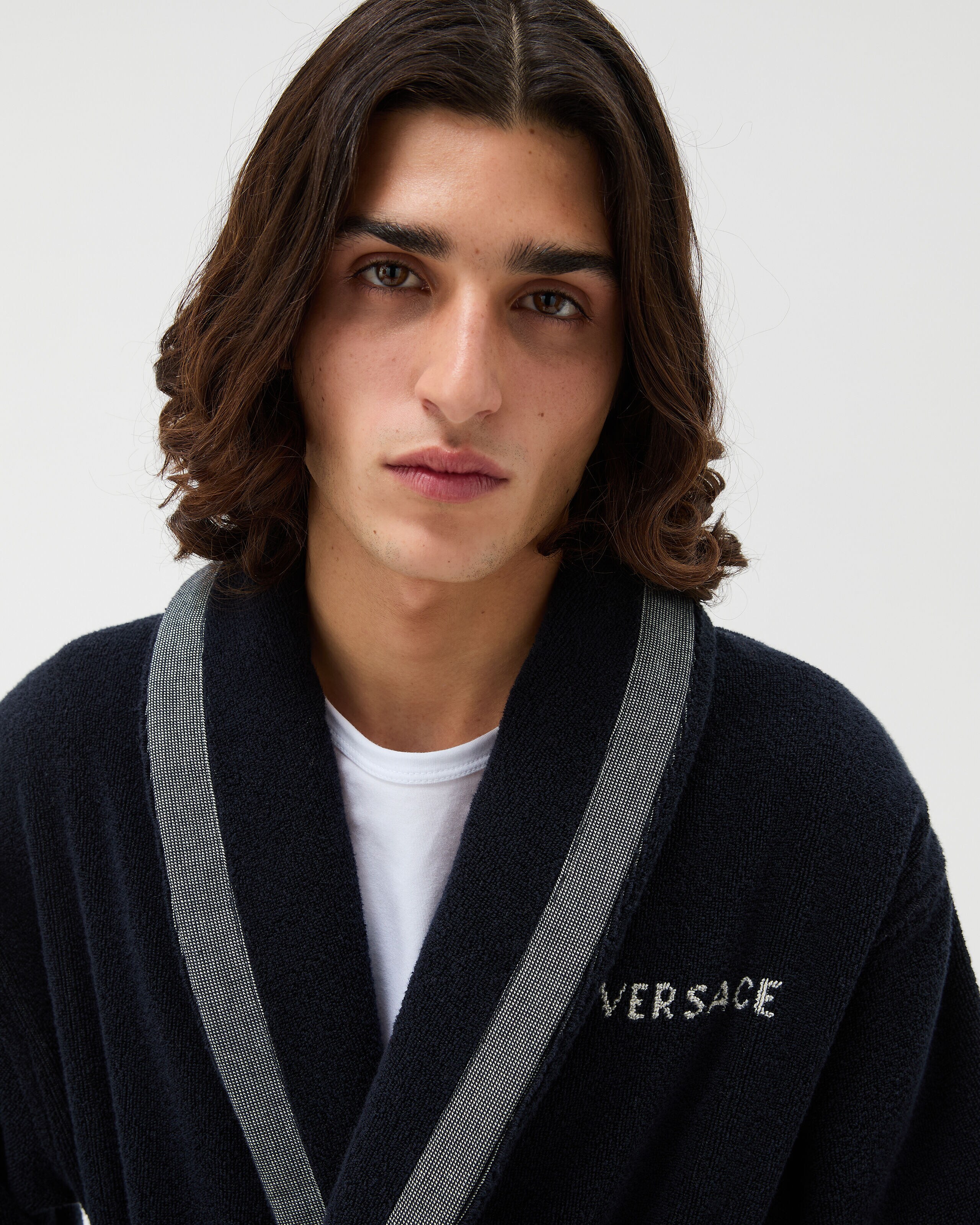 コットンテリー ジャカード バスローブ ブルー | VERSACE JP