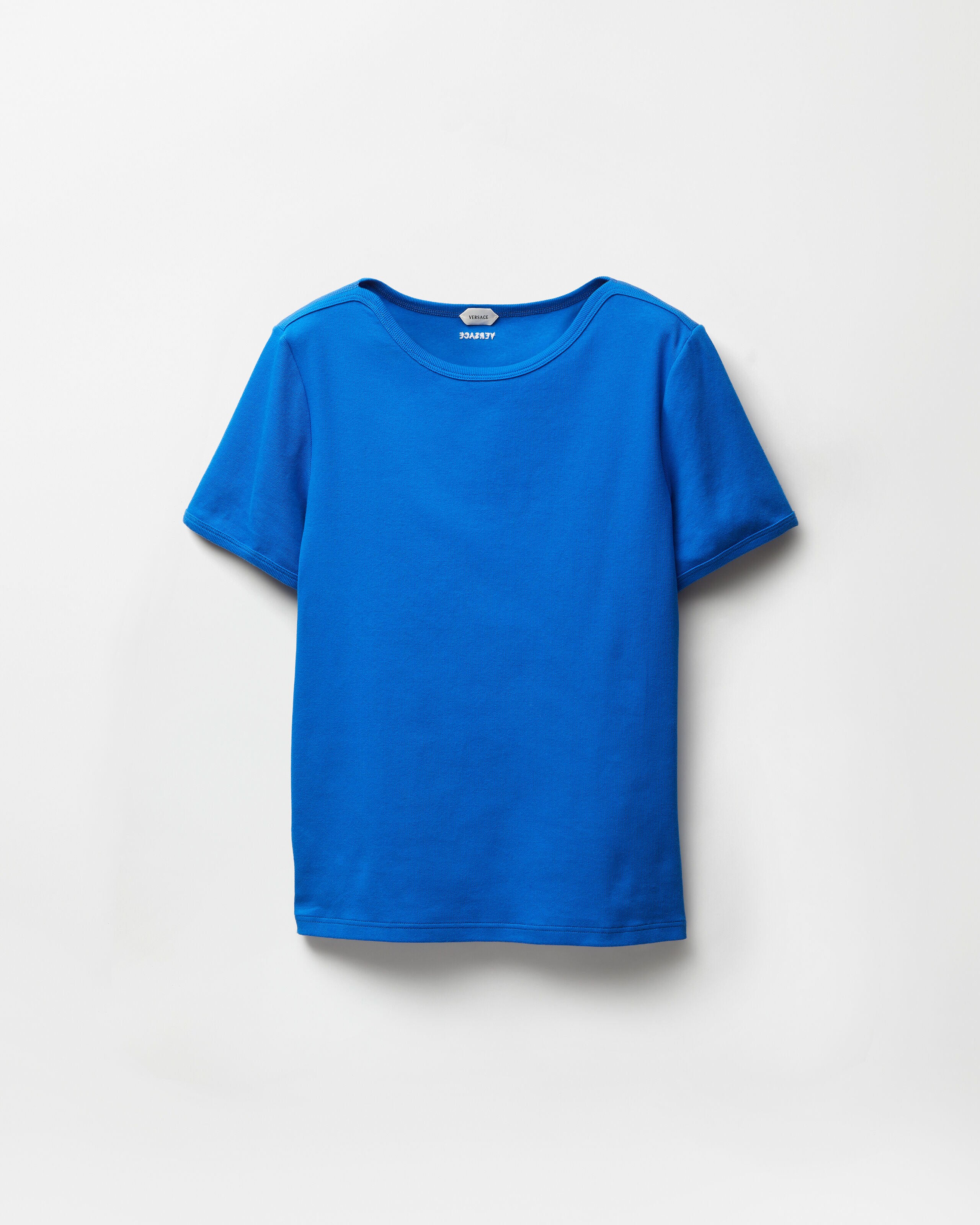 刺繍入り リブニット コットンジャージー Tシャツ レッド | VERSACE JP