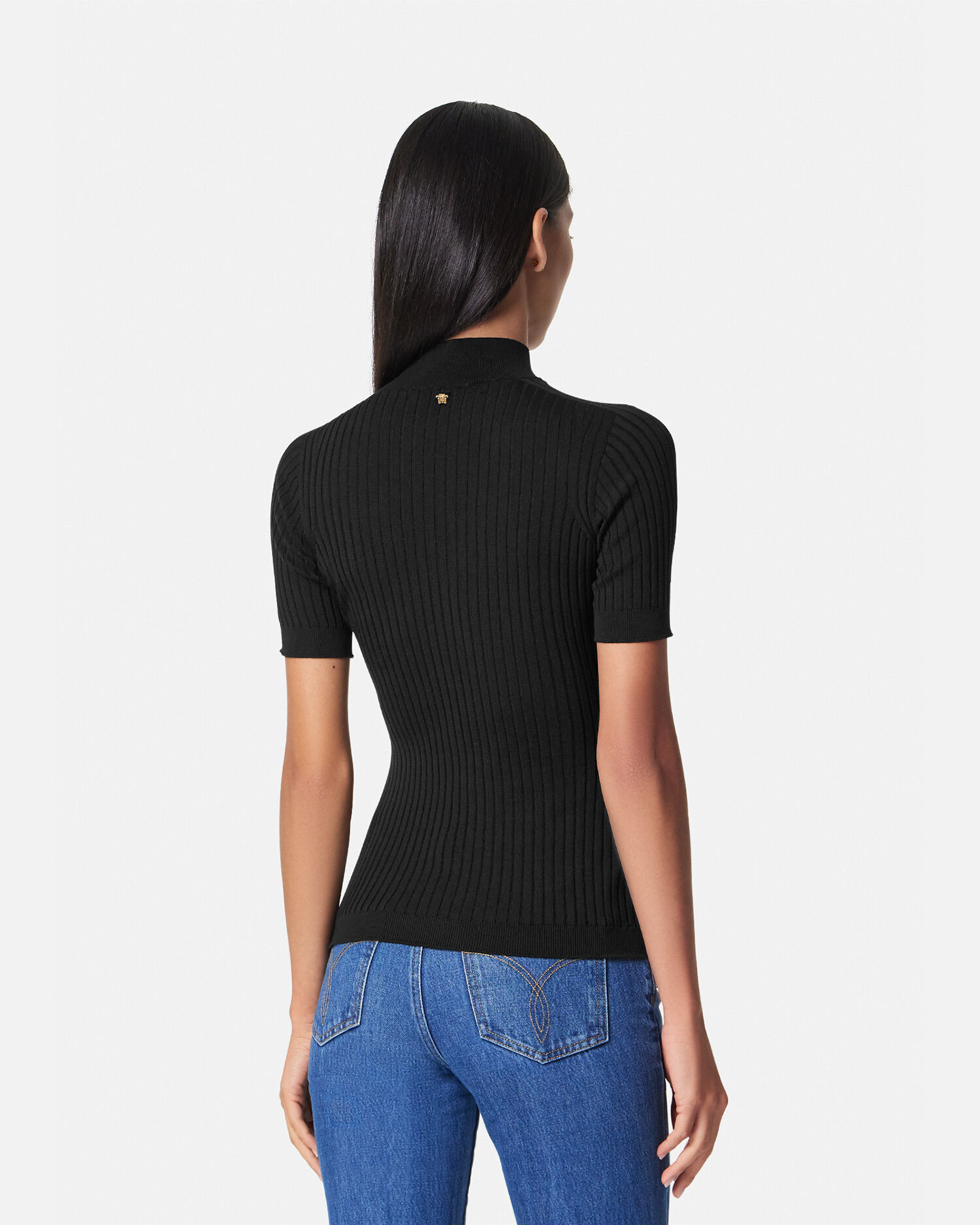 VERSACE - VERSACE ★カットソー★ティシャツ★リブニット リブ ニット Tシャツ ブラック | VERSACE JP