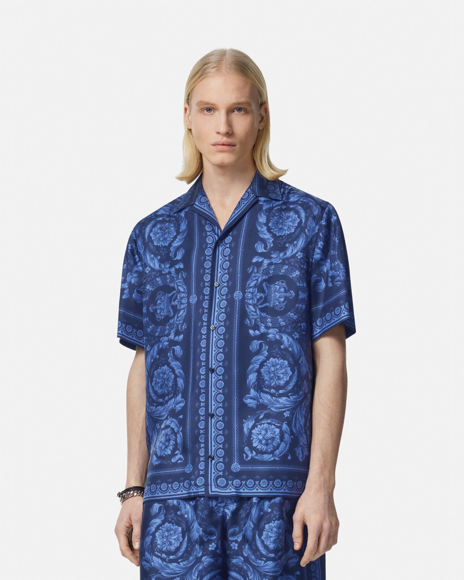バロッコ シルク シャツ ブルー,プリント | VERSACE JP
