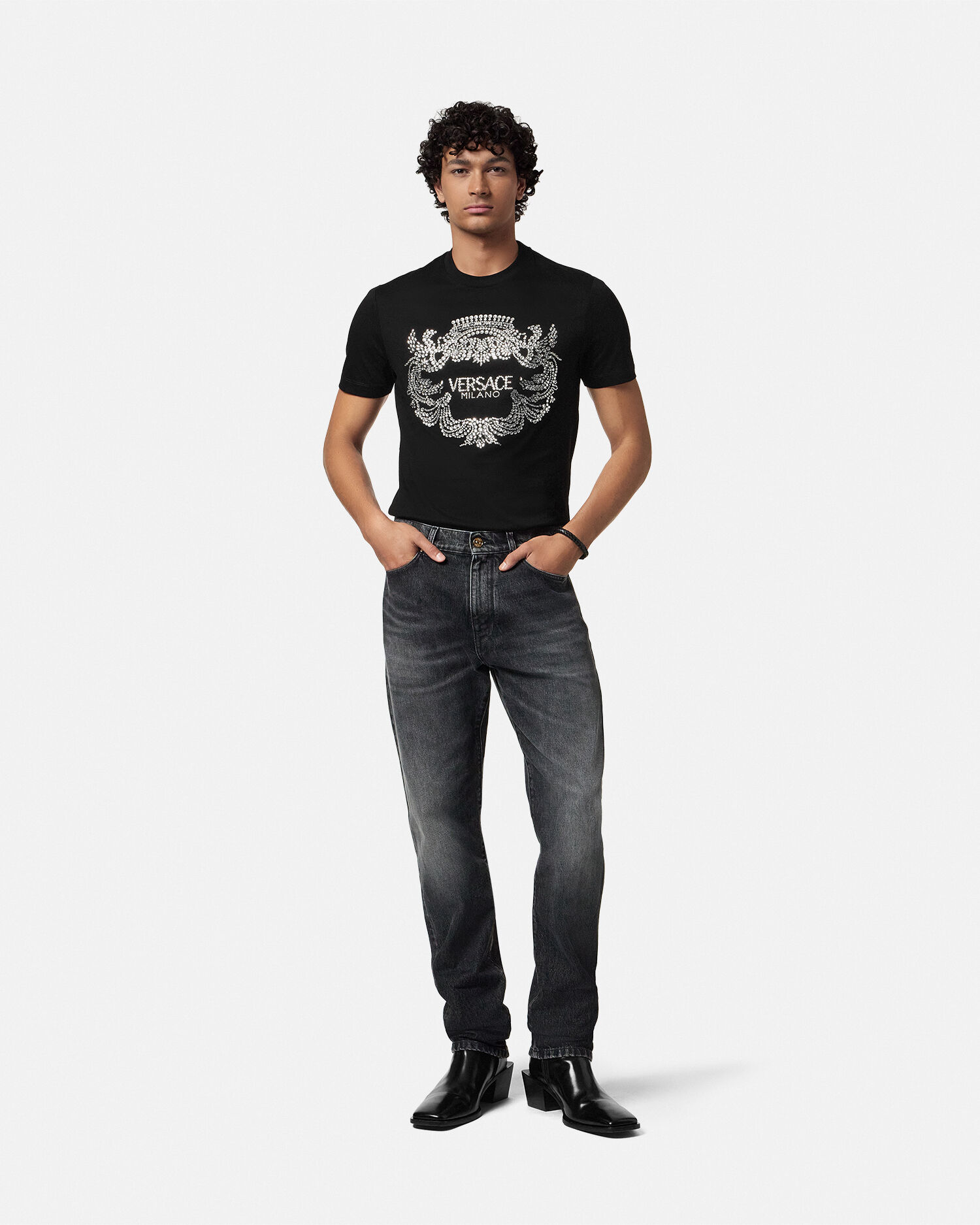 クリスタルアイコニッククレストTシャツ | VERSACE JP