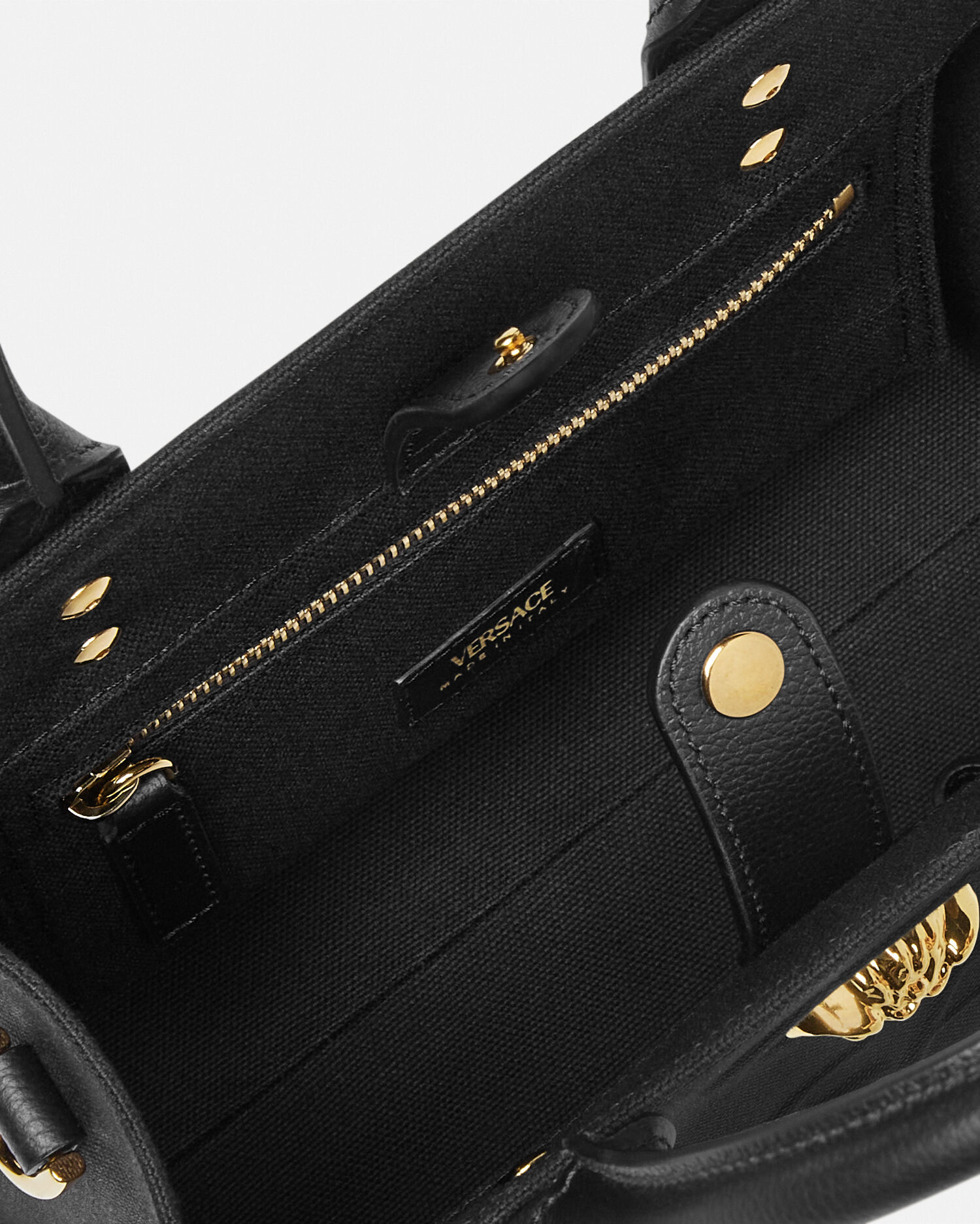 ラ メドゥーサ ミニ キャンバス トート ブラック,ゴールド | VERSACE JP